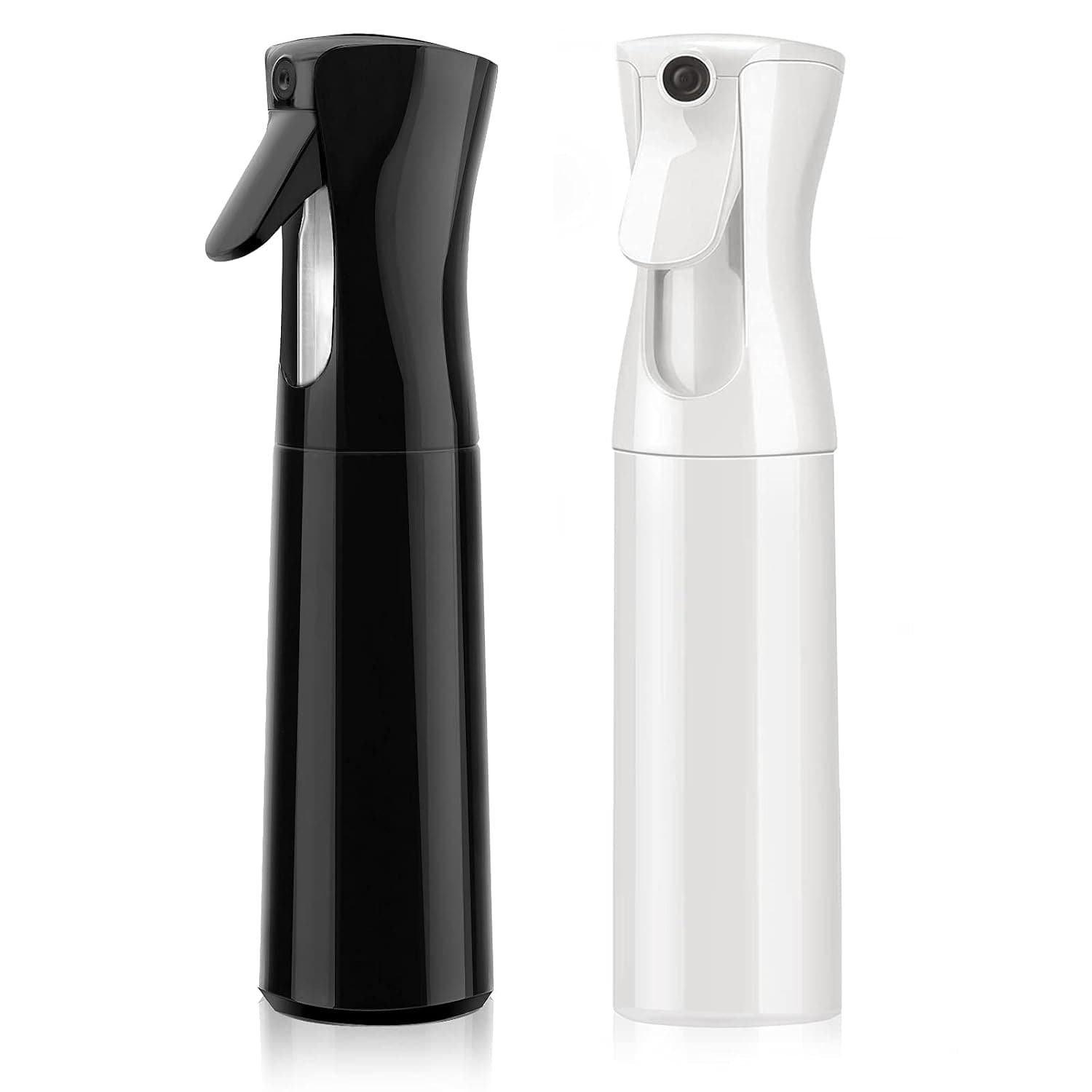 Dlala Fine Mist Spray Bottles for Hair Empty Plastic Trigger Bottle Refillable Sprayer 2 Pack 10oz Hairdressing, Plant Watering, Ironing and Cleaning Black&white Count (Pack of 1)