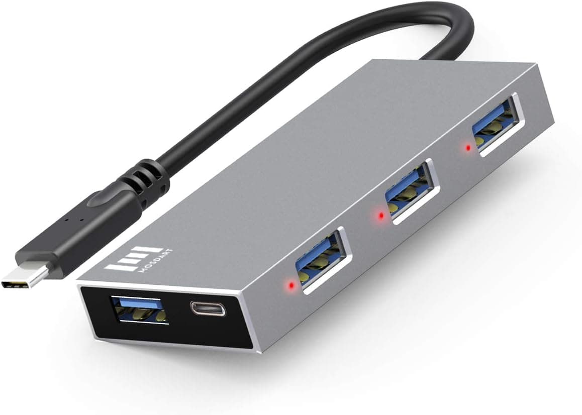 USB C Hub with Led Light, 4 USB3.0 Port and 1 PD Port with 100W Power Delivery, Type C to USB A Adapter Expander for MacBook Pro, iMac, Chromebook, Samsung Phones and More USBC Device by Mosdart