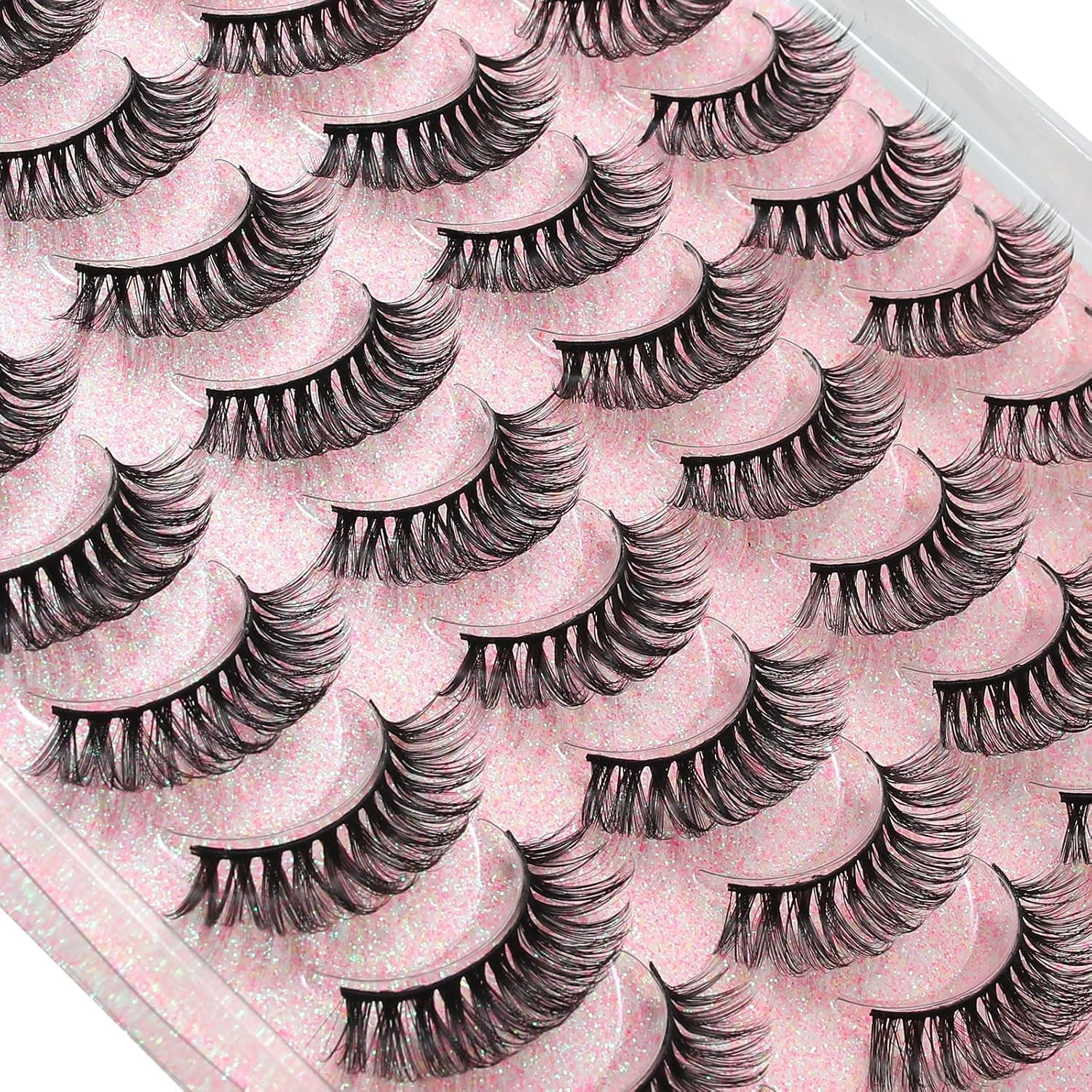 20 Pairs Russian Strip Lashes False Eyelashes Natural Eyelashes Wispy Eyelashes D Curl Faux Mink Eyalashes Curly Eyelashes By Eyenjoy