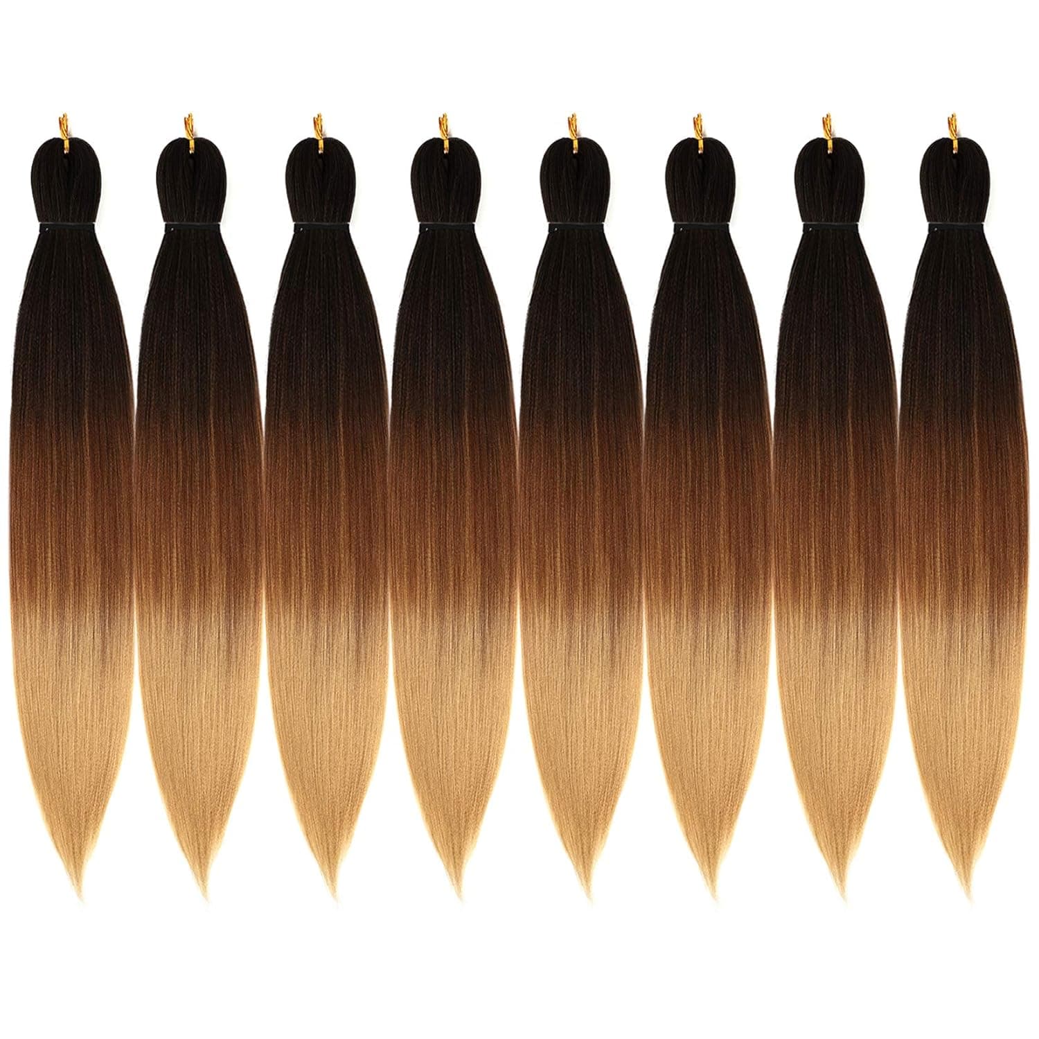 Abellee Pre Stretched Braiding Hair, 8Pcs Braiding Hair Pre Stretched Extensions Braids, 26" Professional Synthetic Hair for Crochet Twist (26", 1B/30/27)