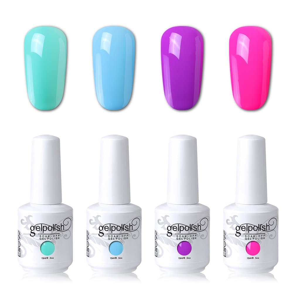 Elite99 Soak Off Gel Polish Lacquer UV LED Nail Art Manicure Kit 4 Colors Set LM-C153 + 20pcs Gel Remover Wraps