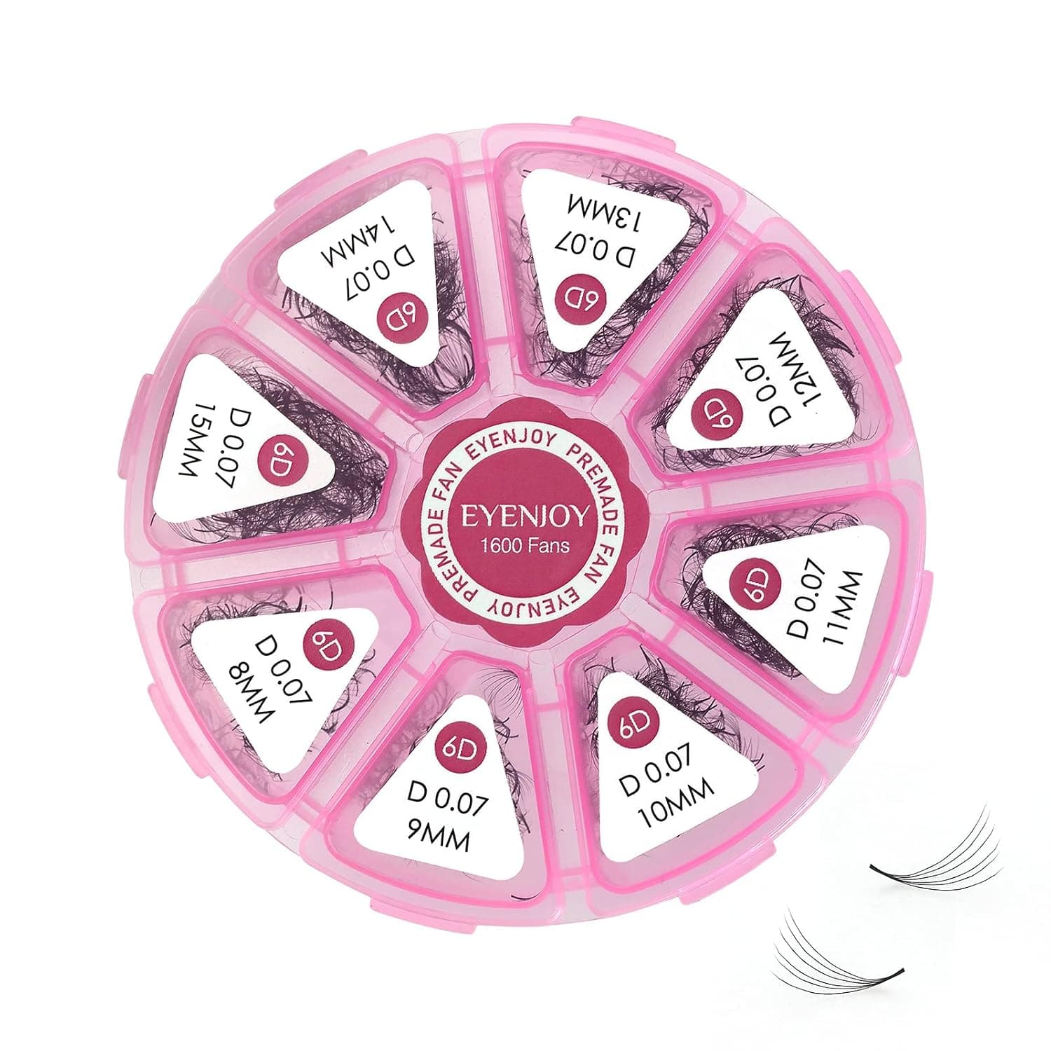 Premade Fans Eyelash Extensions 1600 Fans Promade Loose Fans 8-15mm Mixed Tray Promade Fans Eyelash Extensions 5D/6D 0.05/0.07 C/D Crul Handmade Volume Lash Extension By Eyenjoy