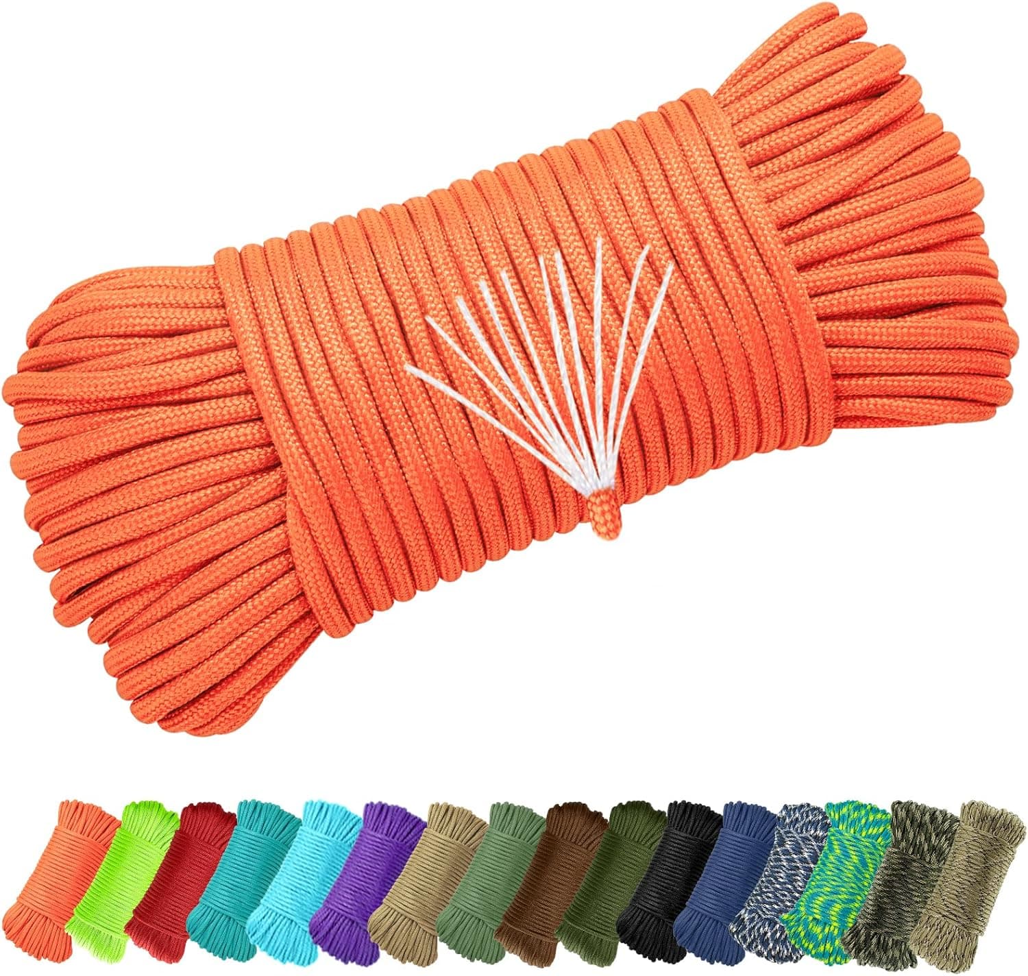 Balit 650 Paracord/Parachute Cord 50'100'200'1000' Mil-Spec Paracord 10-Strand Core Nylon Rope for Outdoor Emergency Tactical Survival Camping Hiking Bracelet