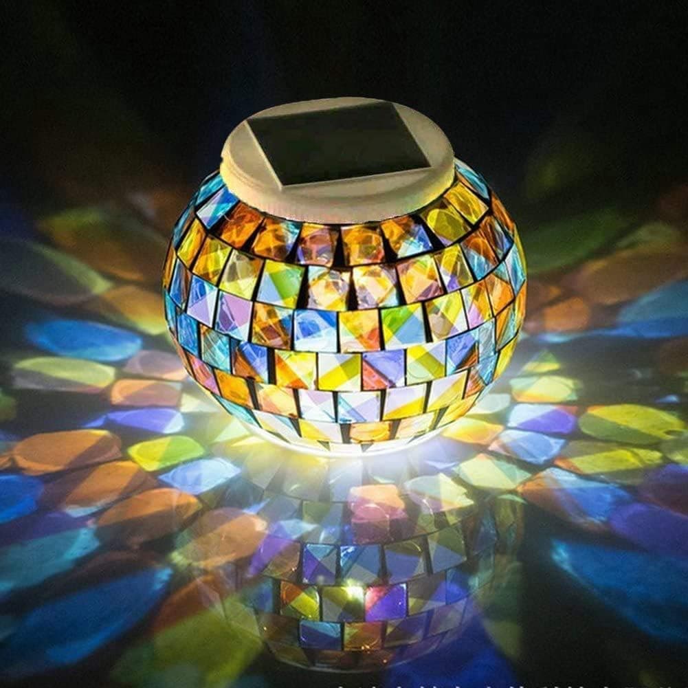Joyathome Color Changing Mosaic Solar Light Led Garden Lights，echargeable Solar Table Lights Outdoor Waterproof Solar Night Lights for Garden, Patio, Party，Outdoor/Indoor Decorations, Ideal Gift