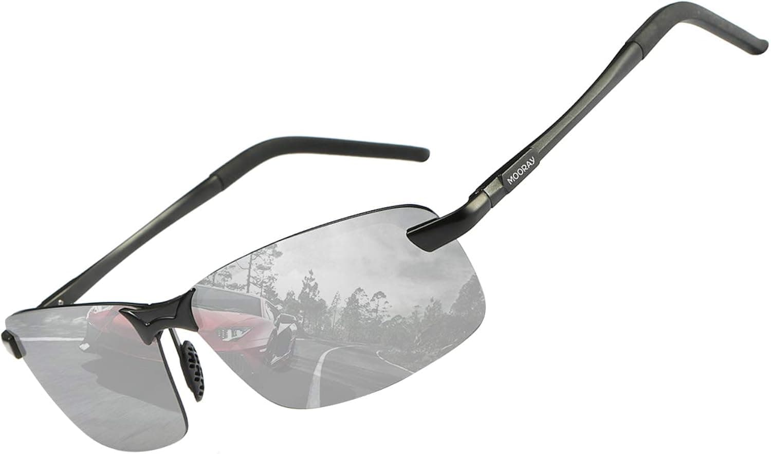 MOORAY Mens Sports Polarized Sunglasses UV Protection Fashion Sunglasses for Men Fishing Driving (01-Silver Black)
