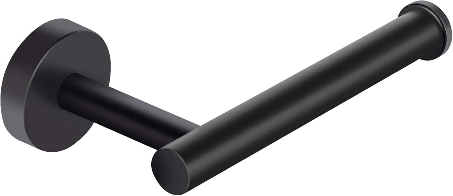 Kulemax Matte Black Toilet Paper Holder, Premium Bathroom Toilet Paper Holder Wall Mount, Stainless Steel Tissue Roll Holder for Bathroom Kitchen Washroom, 5 Inch SUS 304 Toilet Paper Roll Holder