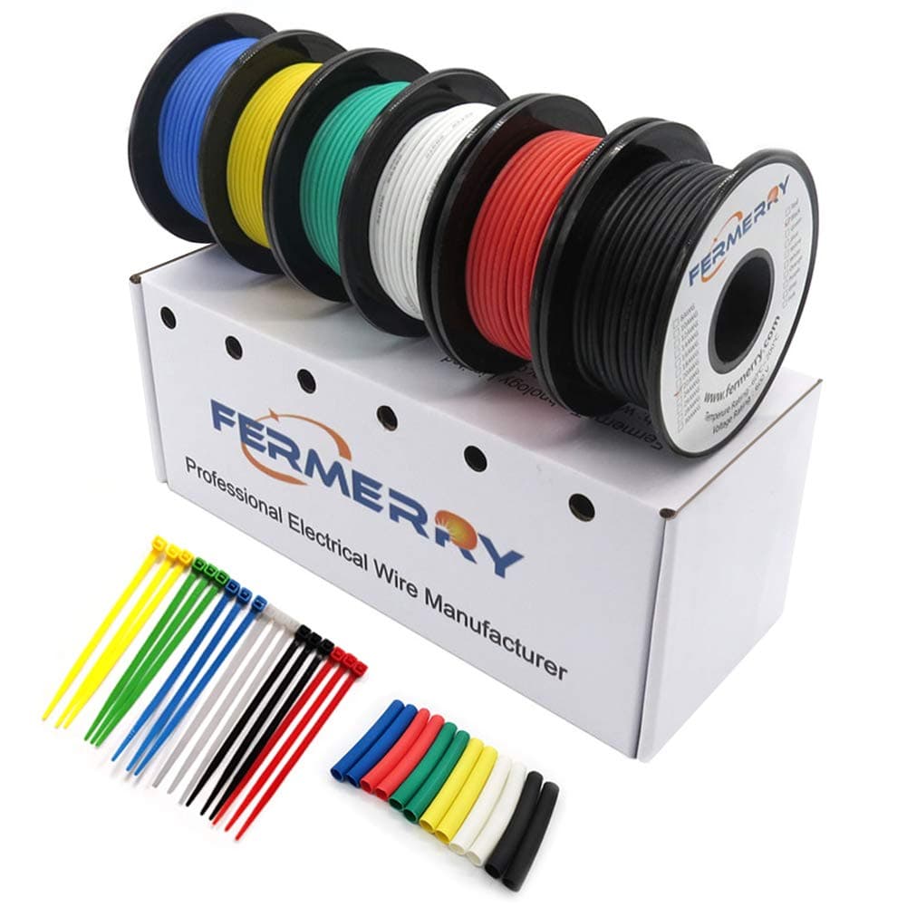 24AWG Stranded Wire Car Electrical Wire 24 Gauge Hook up Wire Kit Tinned Copper 6 Colors 10Ft Each from Fermerry
