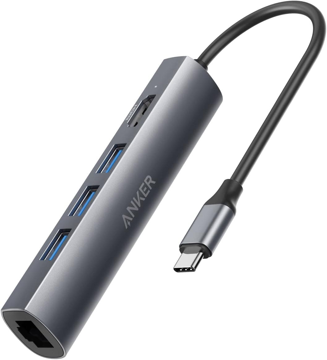 Anker USB C Hub Adapter, 5-in-1 USB C Adapter with 4K USB C to HDMI, Ethernet Port, 3 USB 3.0 Ports, for MacBook Pro 2019/2018/2017, iPad Pro 2019/2018, ChromeBook, XPS, and More
