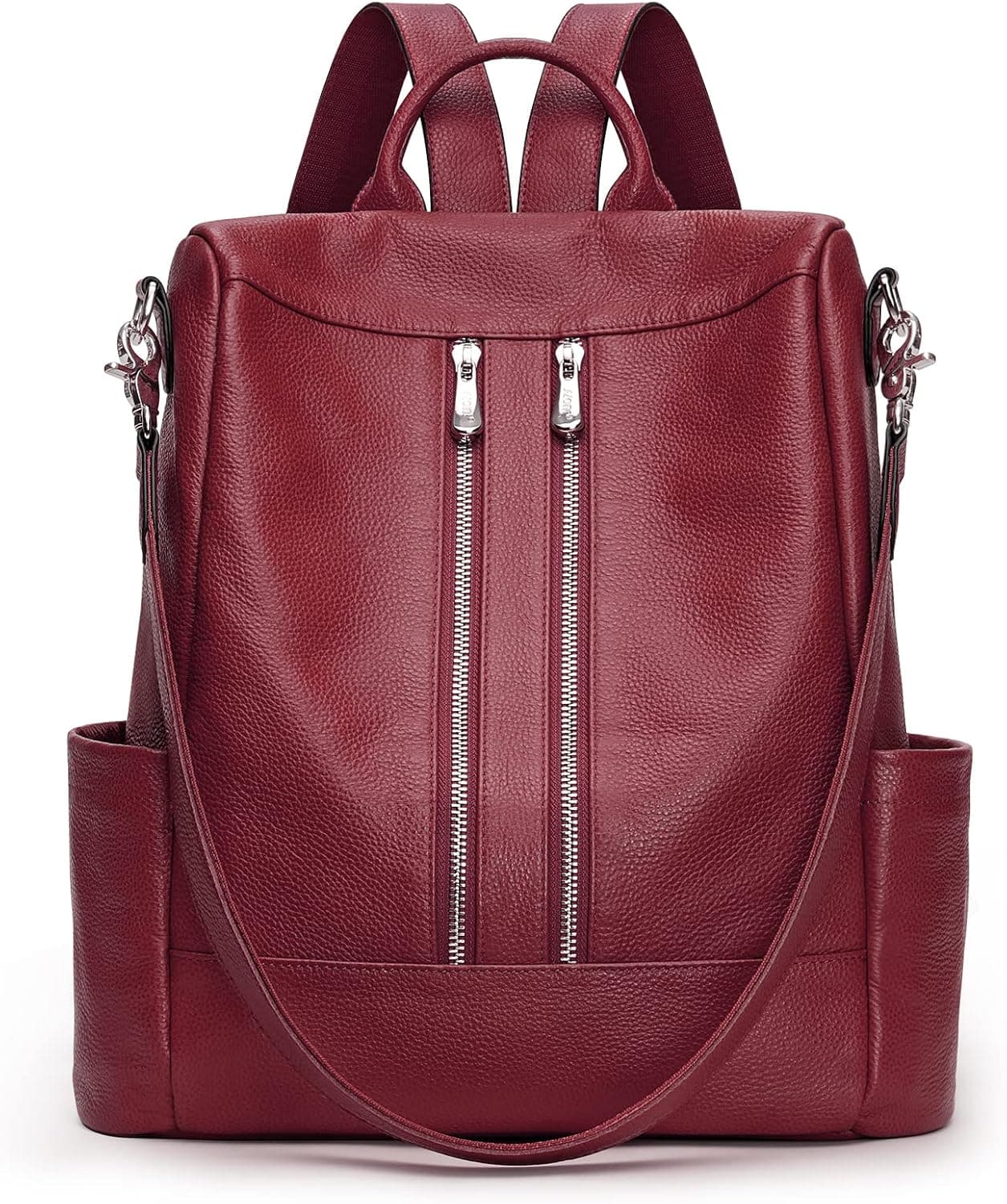 S-ZONE Genuine Leather Backpack Purse for Women Fashion Anti-theft Rucksack Ladies Shoulder Bag Medium Size