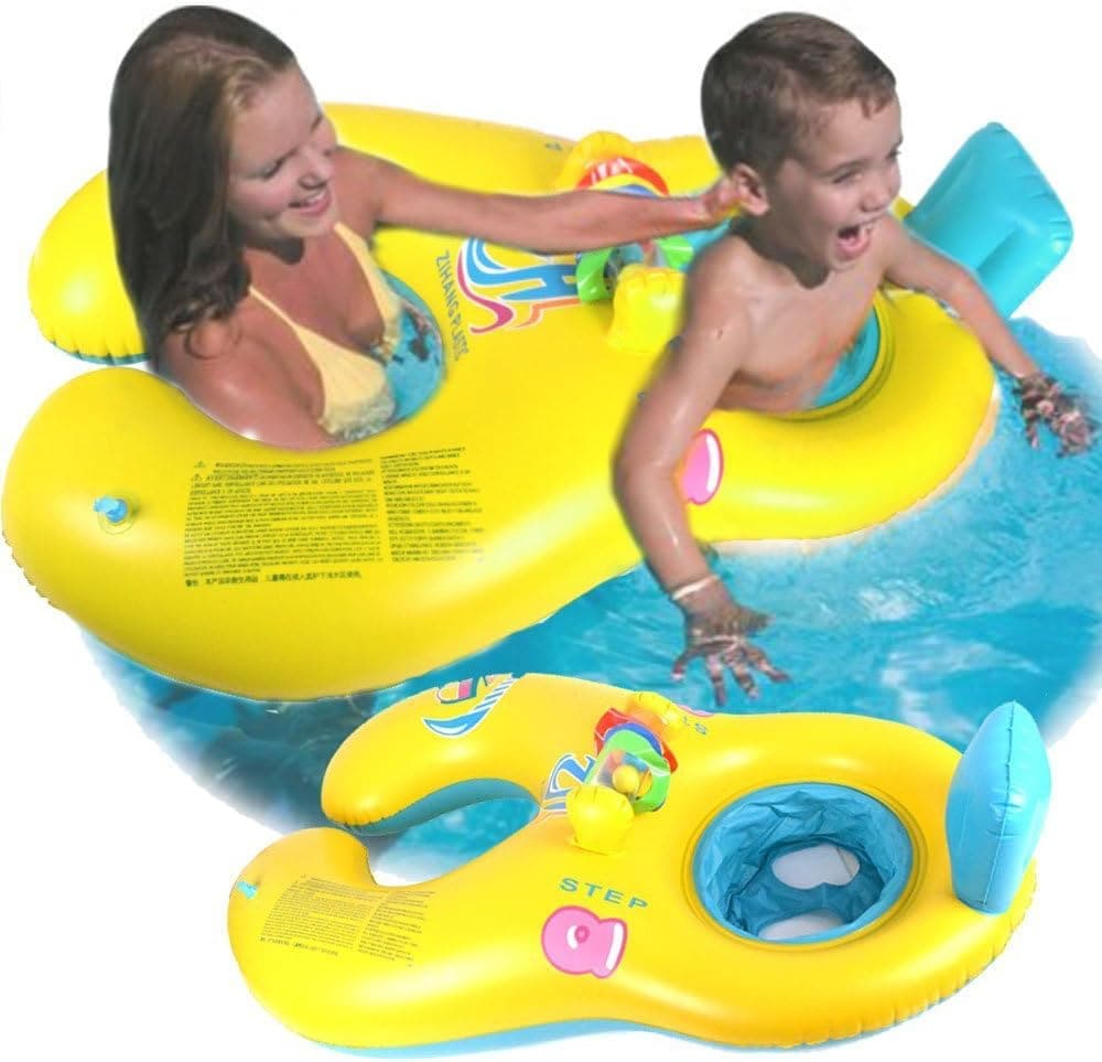 KSSHOP Baby Pool Float, Safe Floater Mommy and Baby Inflatable Baby Pool Float Toys Raft Play with Seat Dual Swimming Rings