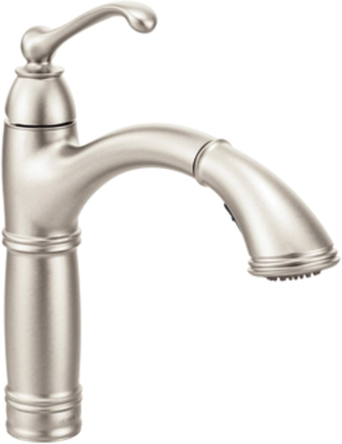 Moen S73709SRS Brookshire One Handle High Arc Pullout Kitchen Faucet, Spot Resist Stainless