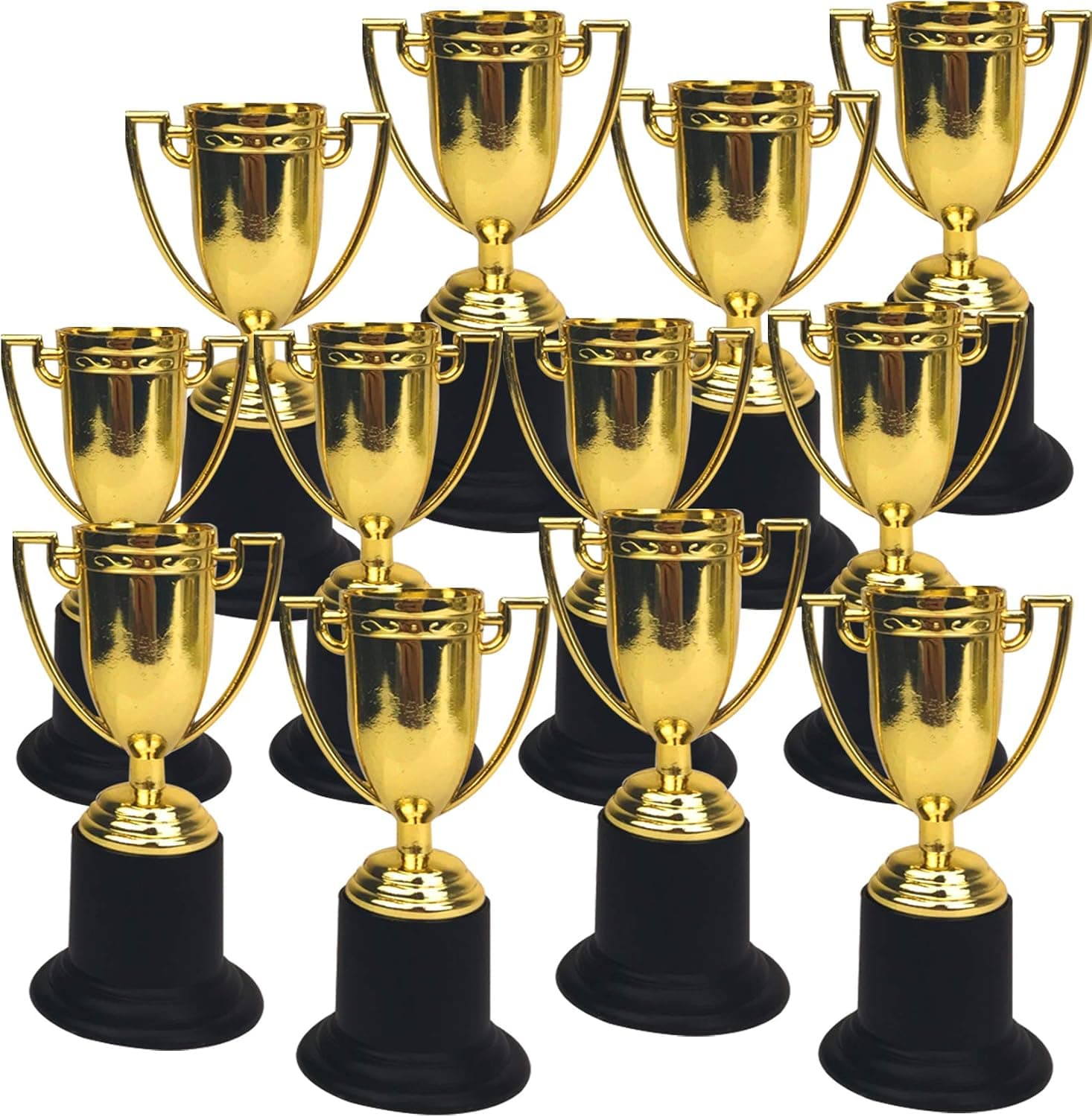 Playko Gold Trophy Cups - Pack of 12 Gold Cups - Plastic Gold Trophy for Awards - Mini Plastic Trophies - Gold Award Plastic Trophy Cup for Kids, Adults - Rewards for Winning Prizes, Competitions