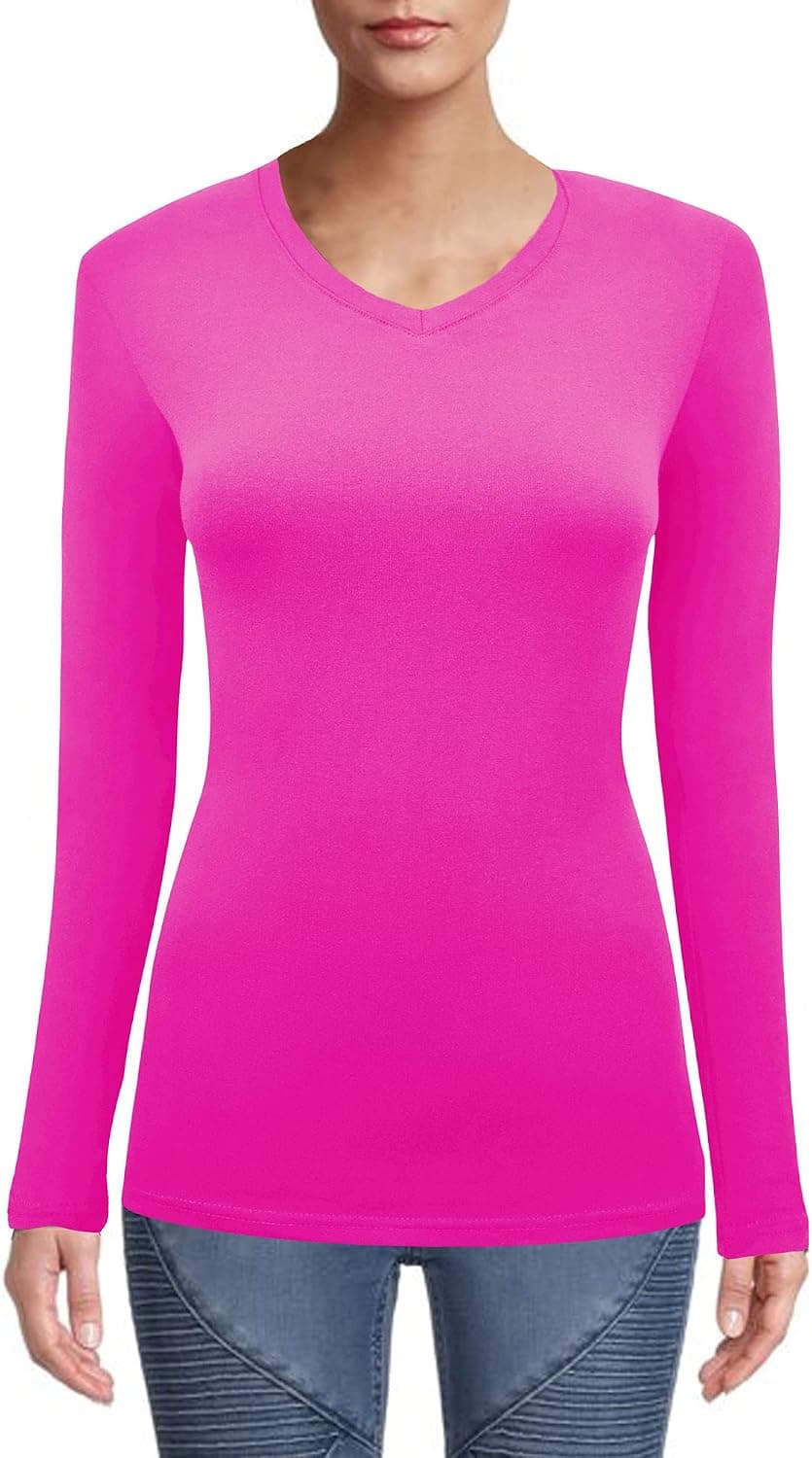 M&M SCRUBS Women's Under Scrubs Long Sleeve T-Shirt Comfort V-Neck Medical Underscrub Tee -Super Soft and Stretchy
