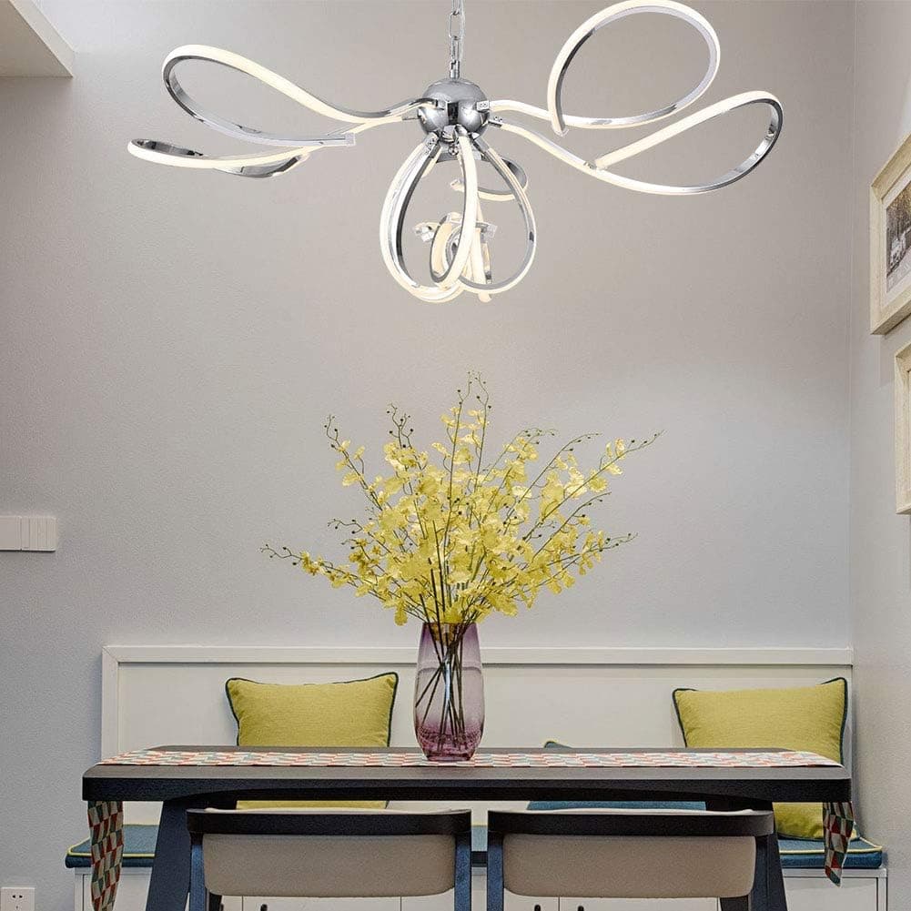 TBVECHI Modern LED Chandelier, Dimmable LED Pendant Lighting Fixtures, Adjustable Hanging Cord for Living Room Bedroom (Warm White Light)