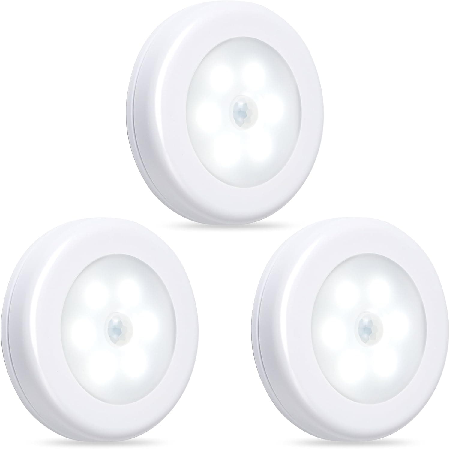 Century CP-BPLL3 Motion Sensor Triple Pack, Stick On, Battery Powered LED Puck Lights (3 Pack) -(2018 Version), White