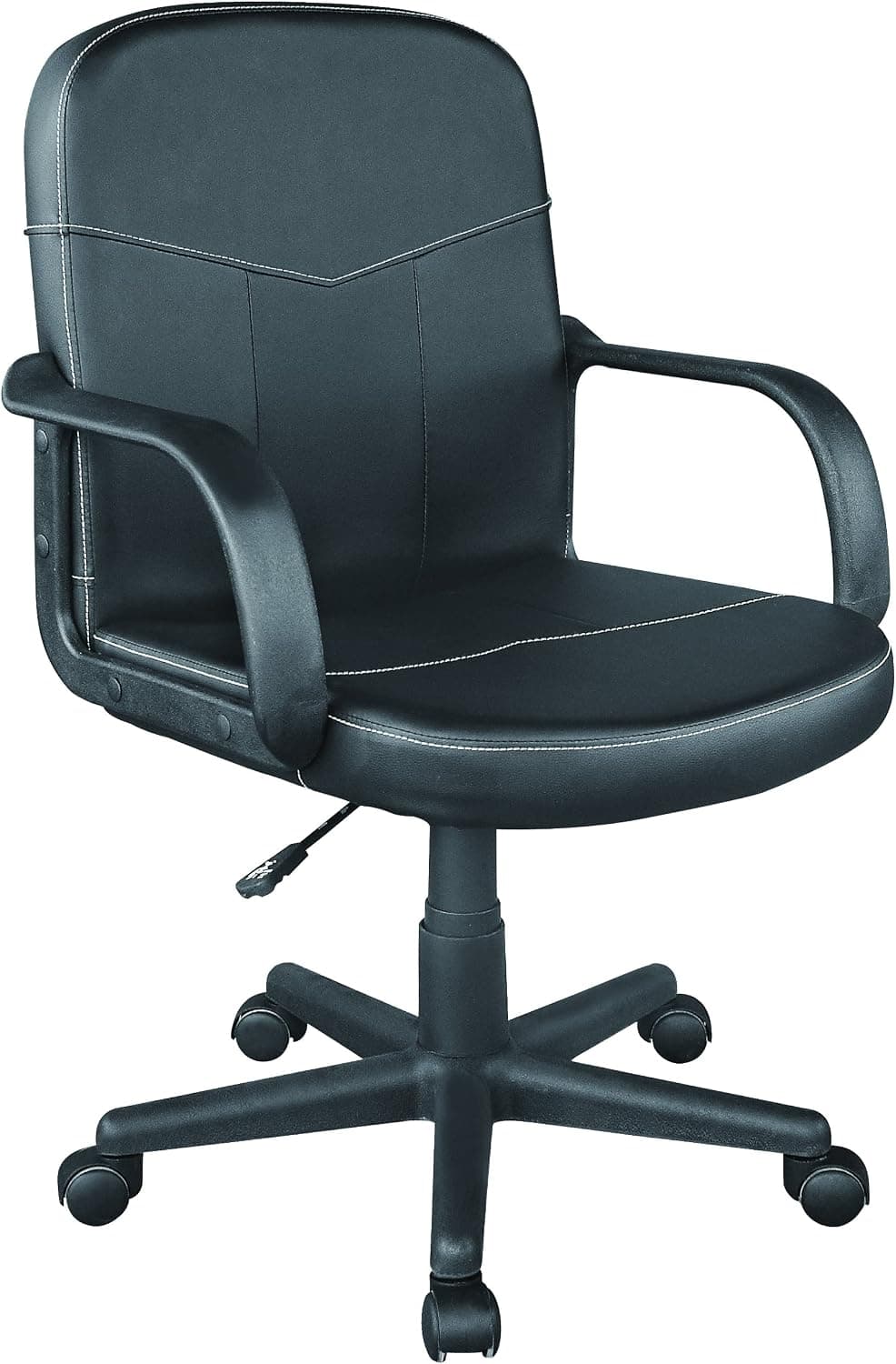 OneSpace Mid-Back Leather Office Chair, Black