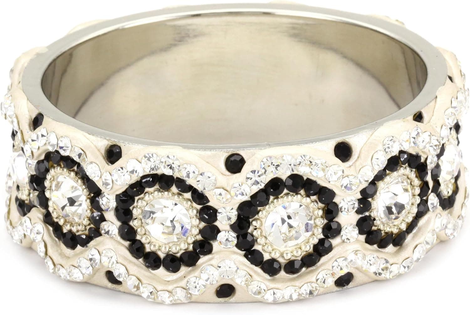 Chamak by priya kakkar Bangle Of Black Circle Crystals and White Crystals