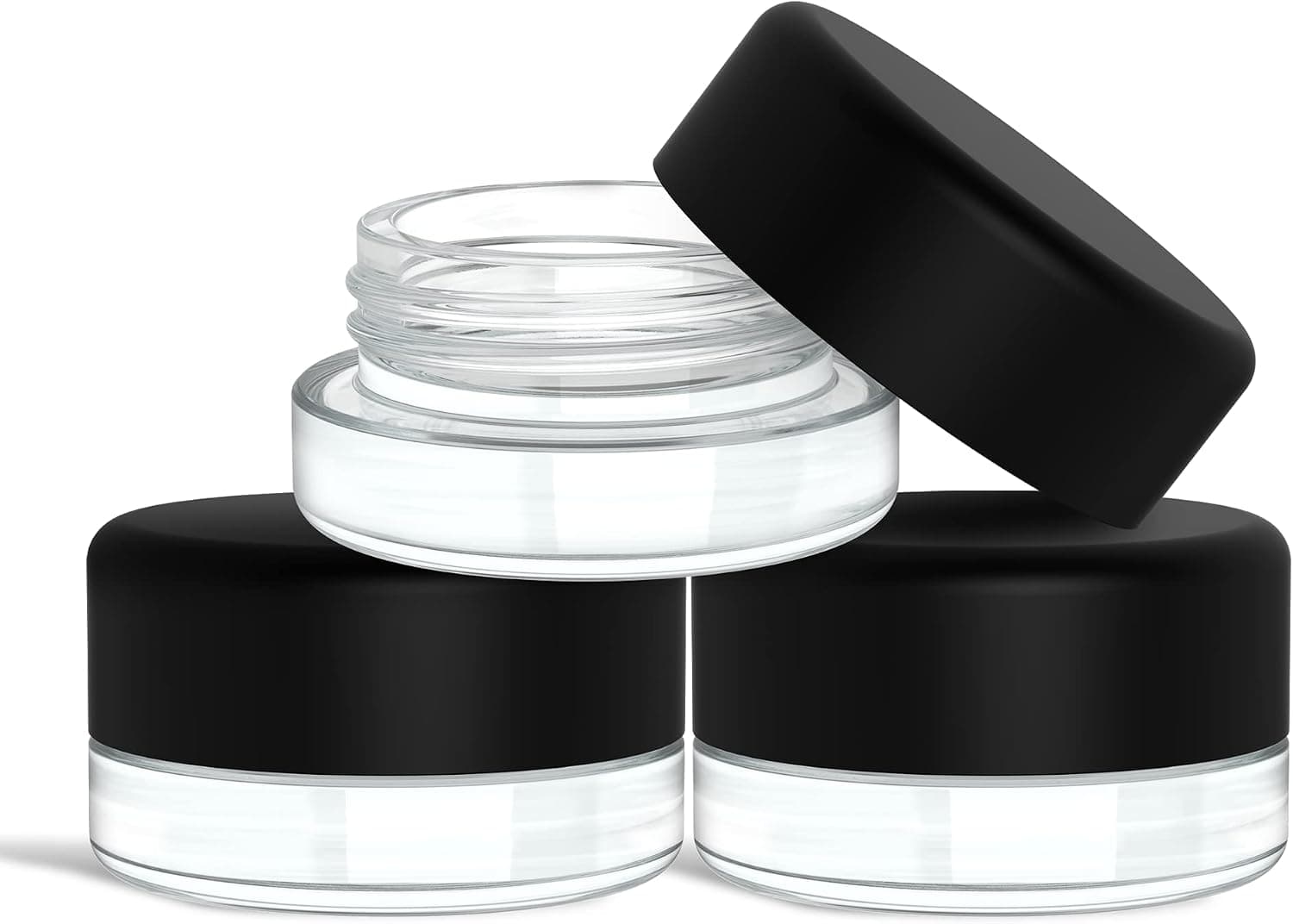 (200 Pack) 7ml Thick Glass Containers with Black Child Resistant Lids - Jars for Oil, Lip Balm, Wax, Cosmetics