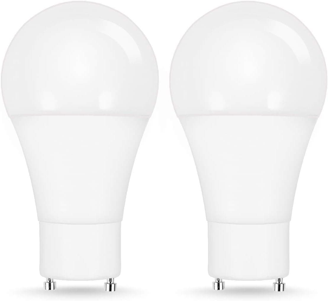 JandCase LED GU24 Bulb, 60W Equivalent Bathroom Vent Light Bulbs, 8W Daylight White 5000k, 690lm, Non-Dimmable Lights Replacing CFLs, A19 Energy Saving Lamp for Ceiling Fan, Vanity Light, 2 Pack