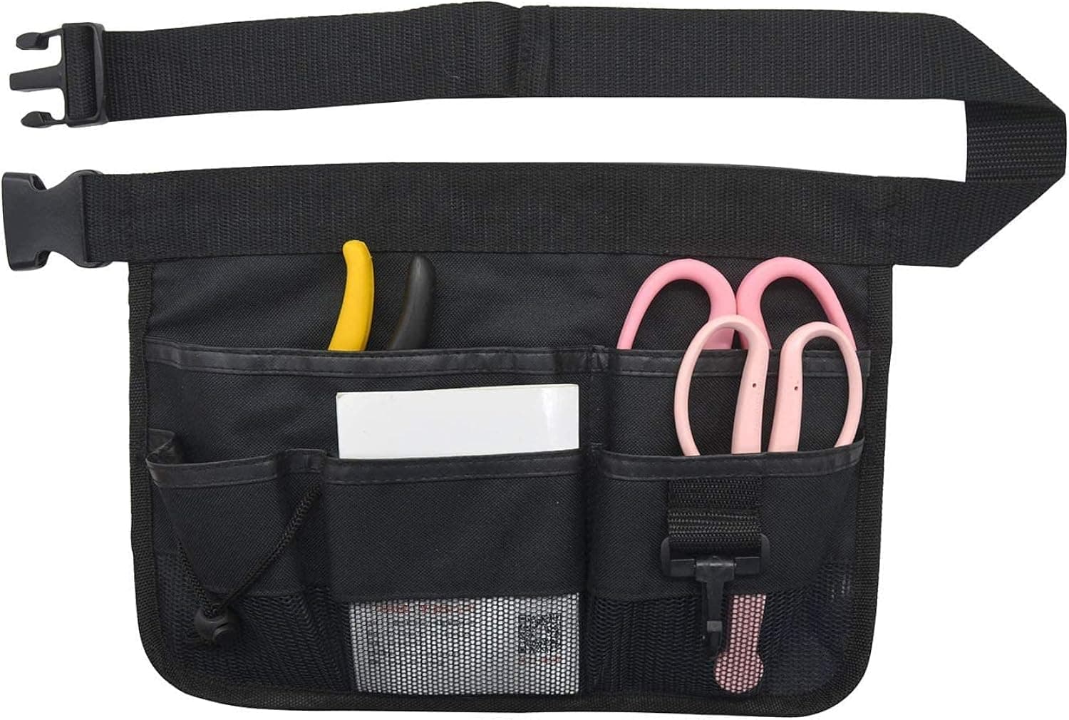 Gardening Tool Waist Bag Belt Heavy Duty Oxford Tool Apron Organizer with 7 Pockets Adjustable （Black）