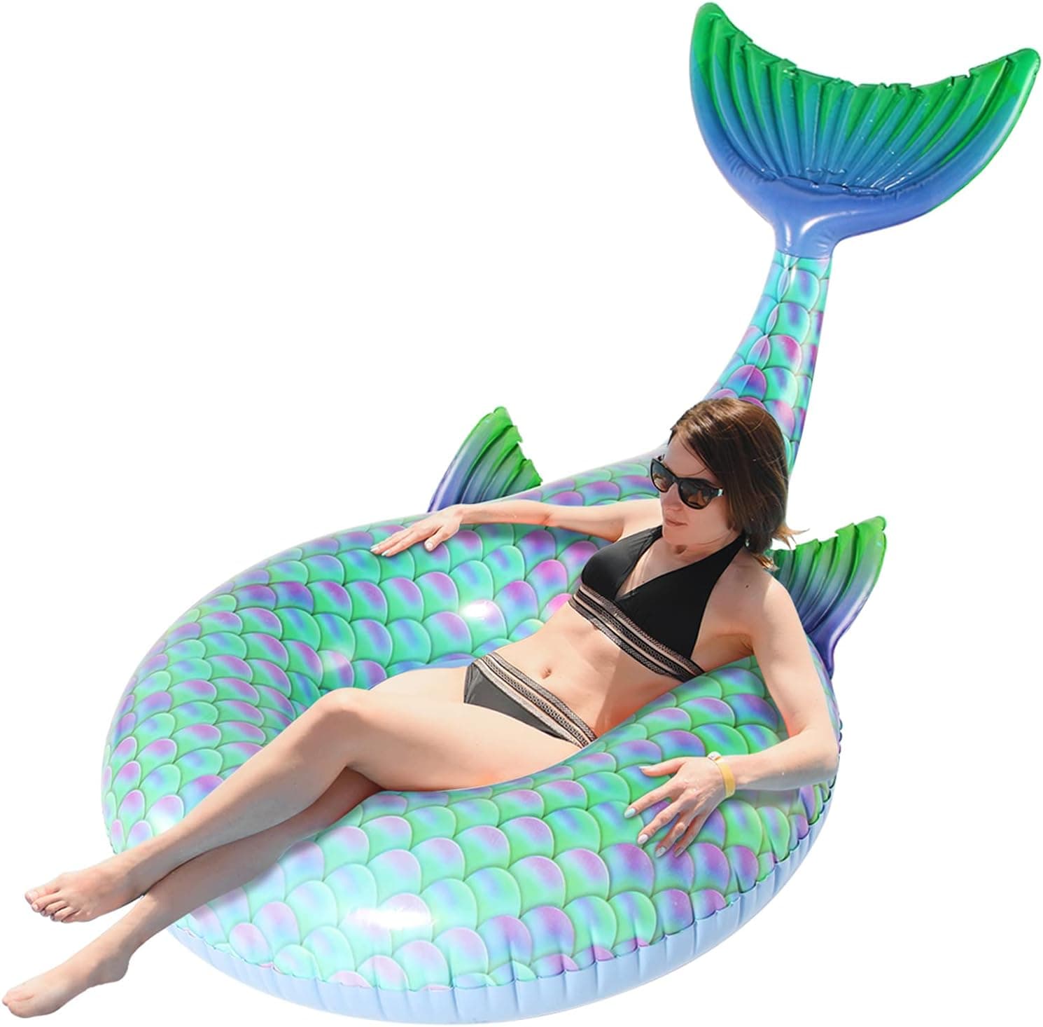 SPERPAND Inflatable Mermaid Pool Float, Swimming Pool Tube Mermaid Floatie,Huge Pool Floats for Pool Party Lounge Birthday Gift