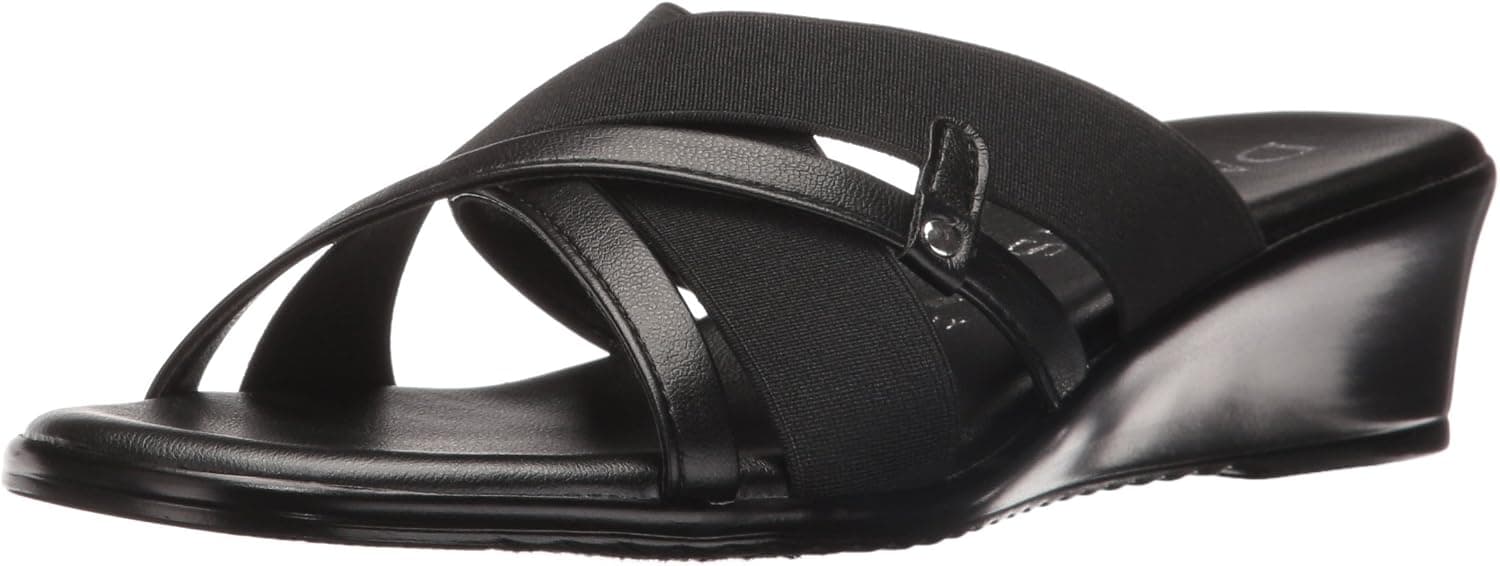 ITALIAN SHOEMAKERS Women's 2112s7 Wedge Sandal, Black, 7 M US