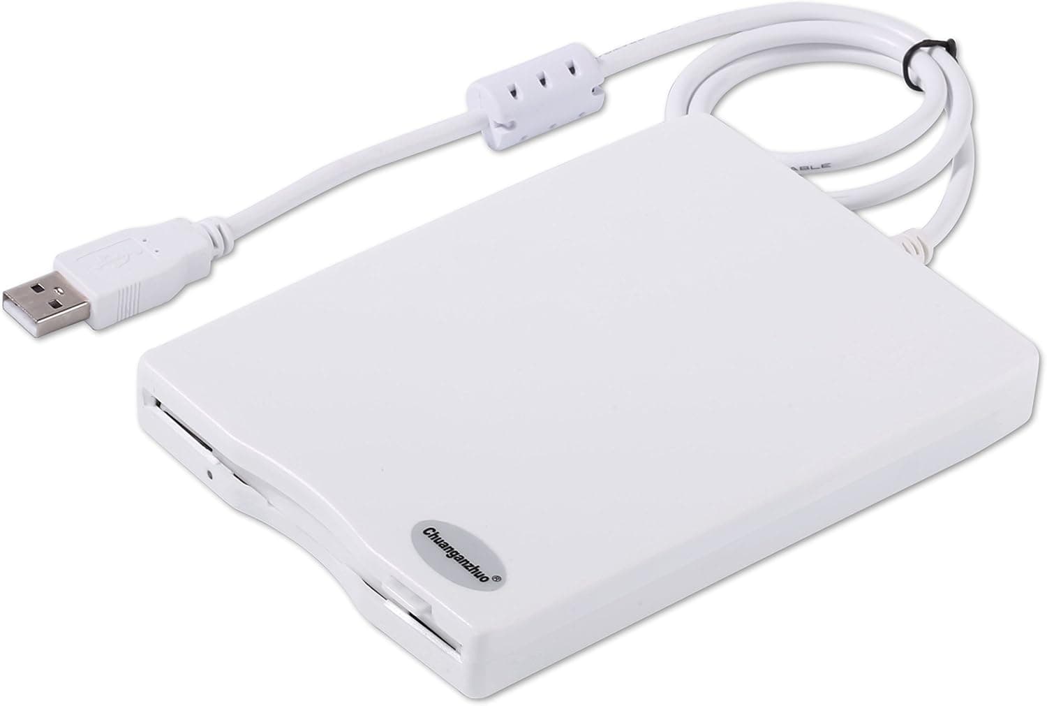 Chuanganzhuo USB Floppy Drive, 3.5" USB External Floppy Disk Drive Portable 1.44 MB FDD USB Drive Plug and Play for PC Windows 7/8, Windows XP, Vista (White)