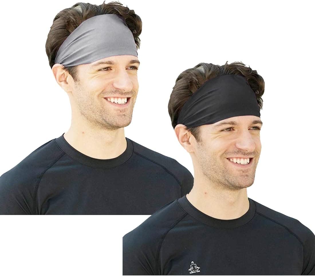 Tvoj poklon Sports Headbands, 2 Pcs Running Sweat Head Bands for Men Women Unisex Workout, Basketball, Exercise, Gym, Cycling, Football, Tennis, Yoga - Performance Stretch Moisture Wicking Hairband