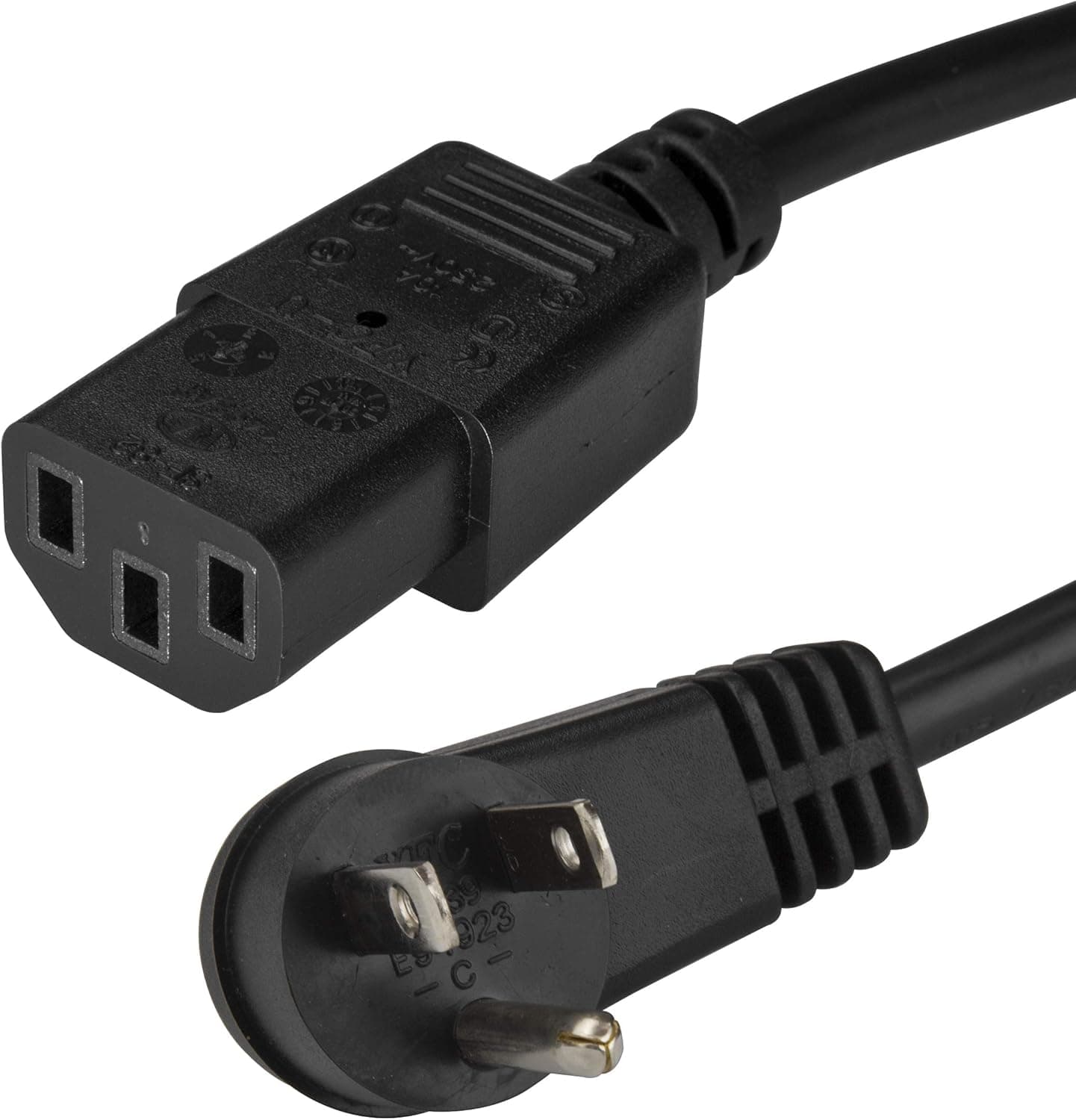 StarTech.com Power Cord - 15 ft / 4.5m - NEMA 5-15P to C13 - Right Angle - Computer Power Cord - Power Cable - Power Supply Cord (PXTR10115)