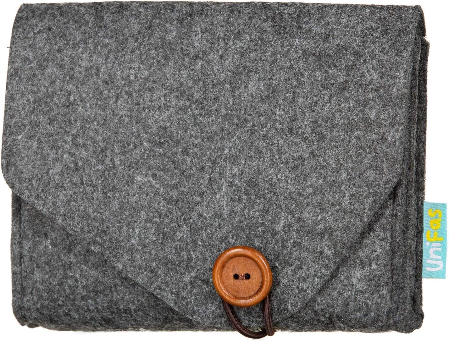 Unifas Cable Tech Pouch Accessory Organizer (Dark Grey) Compact, Portable Felt Bag for Charging Cables, Power Cords, Adapters, Electronics Mobile Device Accessories | Small