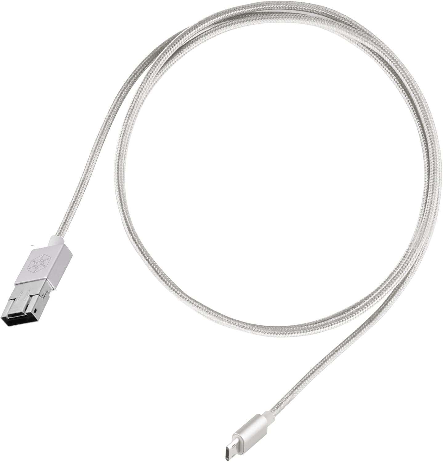 SilverStone Technology Reversible Micro USB Cable for Smartphones - Retail Packaging - Silver
