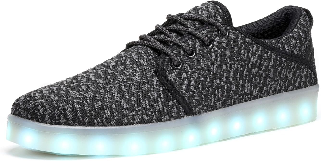 COODO CD2011 Men LED Shoes 7-Color-Lights USB Charging Light up Sneakers BLACK-7
