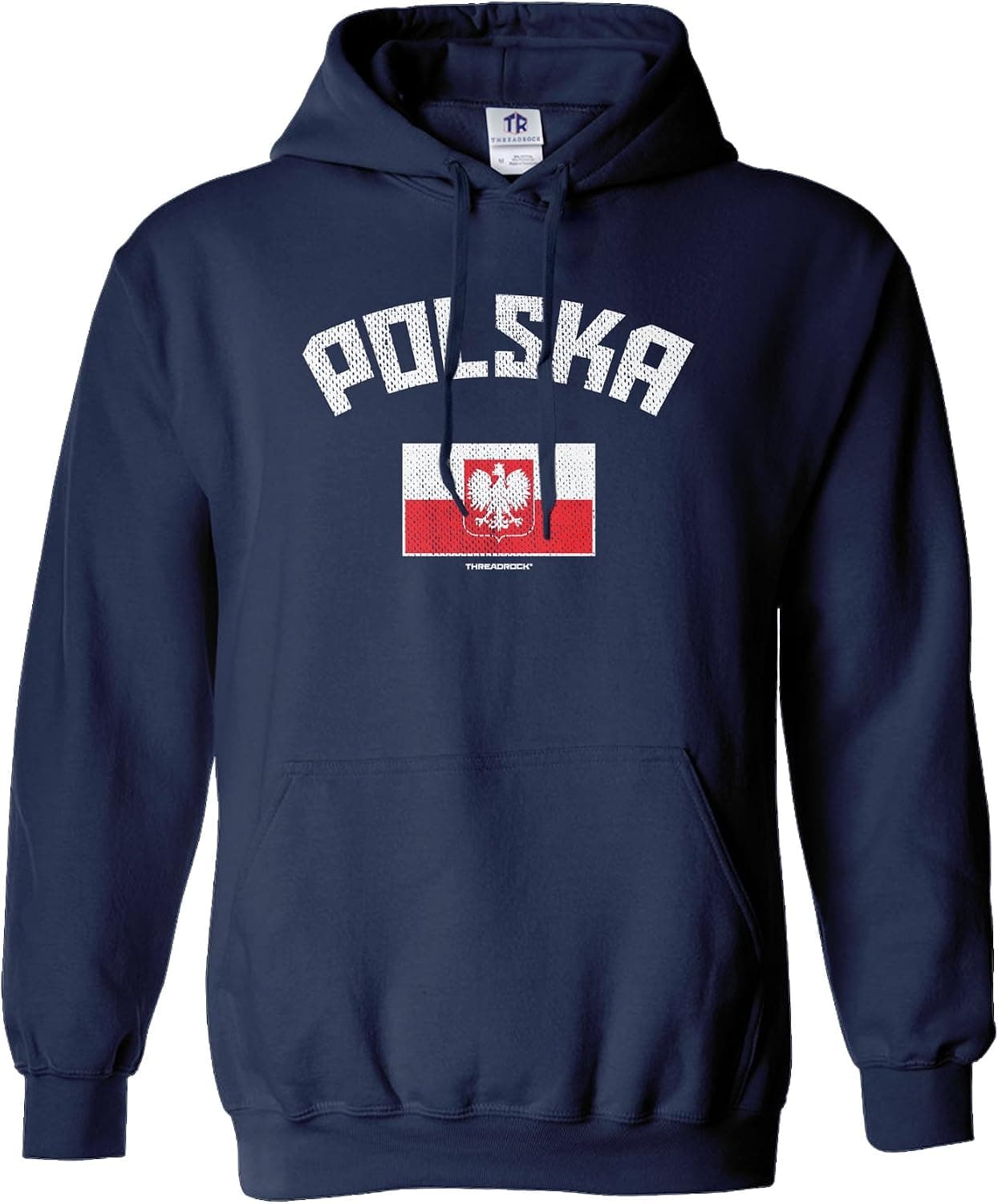Threadrock Men's Polska Polish Flag Hoodie Sweatshirt