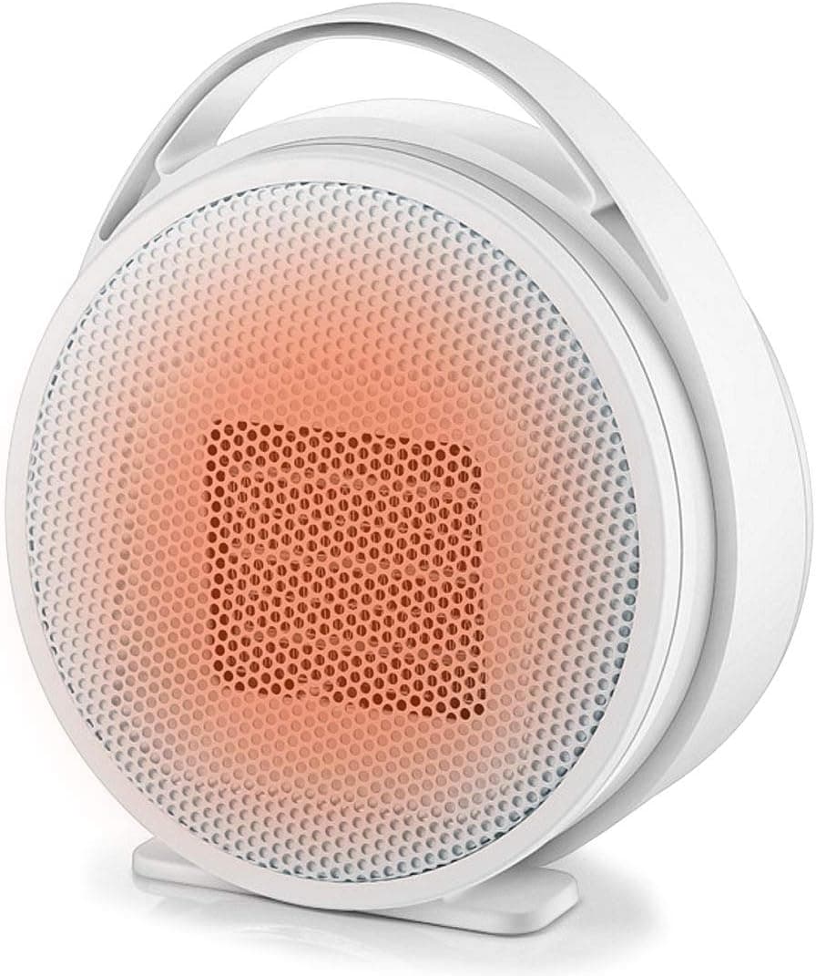 Mini Ceramic Space Heater, 800W PTC Portable Electric Ceramic Heating Quiet for Indoor Office Room Desktop Home Use, with Overheat/Tip-over Protection, White