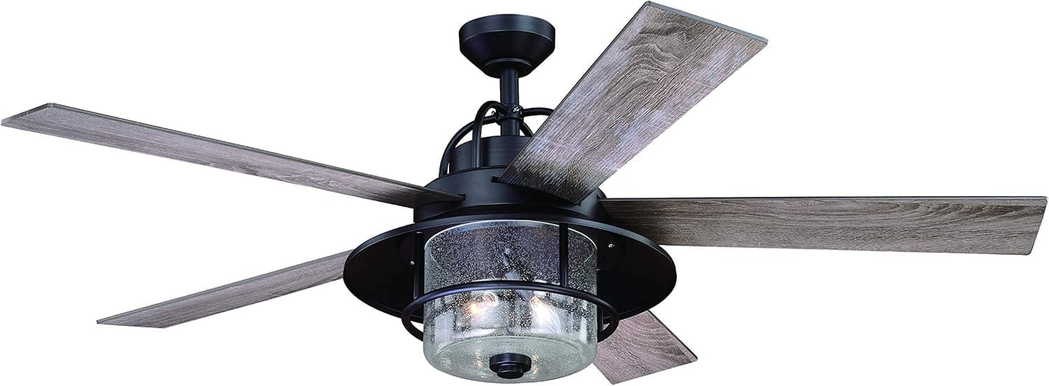 VAXCEL Charleston 56 In. Bronze Farmhouse Indoor-Outdoor Ceiling Fan with LED Light Kit and Remote