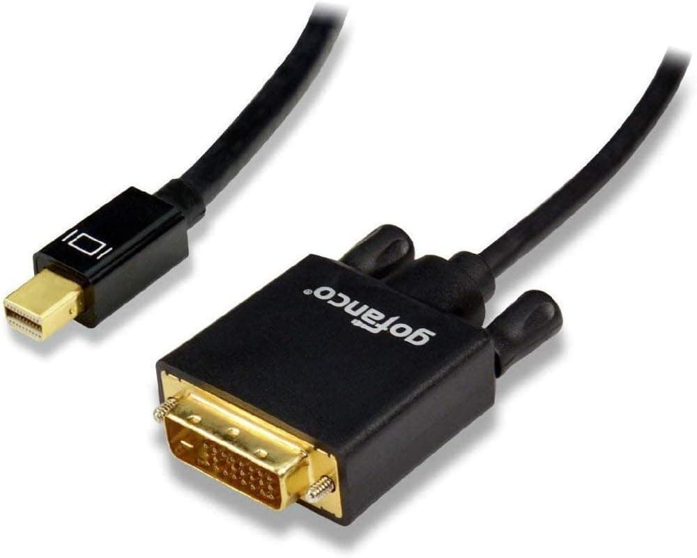 gofanco Gold Plated 10 Feet Mini DisplayPort to DVI Adapter Cable - Thunderbolt Male to Male for MacBook, Mac Mini, Microsoft Surface Pro, Google Chromebook Pixel, and Mini DisplayPort laptops