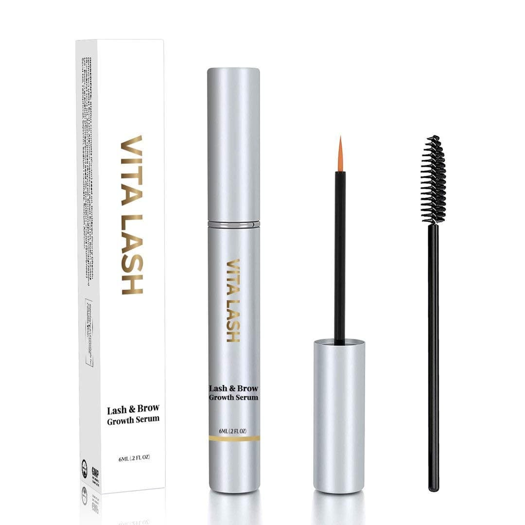 VitaLash Natural Eyelash Serum to Grow Lashes - Eyebrow Growth Serum for thicker brows - 100% Vegan and Organic Castor Oil - Advance Lash Booster - Safe & Irritation Free Formula