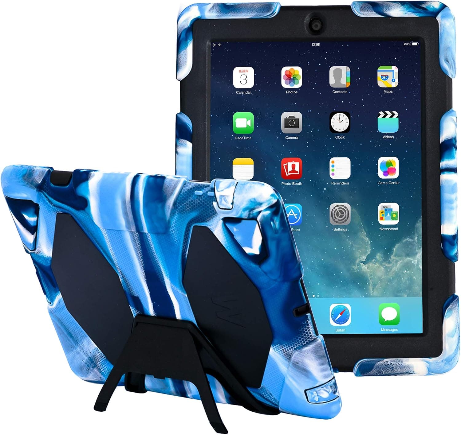 iPad 4 Case iPad 3 Case iPad 2 Case for Kids Full Body Heavy Duty Shockproof Cover Case with Removable Kickstand for Apple iPad 2nd /3rd/4th Generation (Navy/Black)