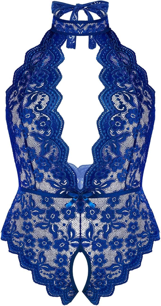 Avidlove Lingerie for Women Plus Size Sexy Lace Bodysuit Teddy Babydoll Royal Blue 22 Plus