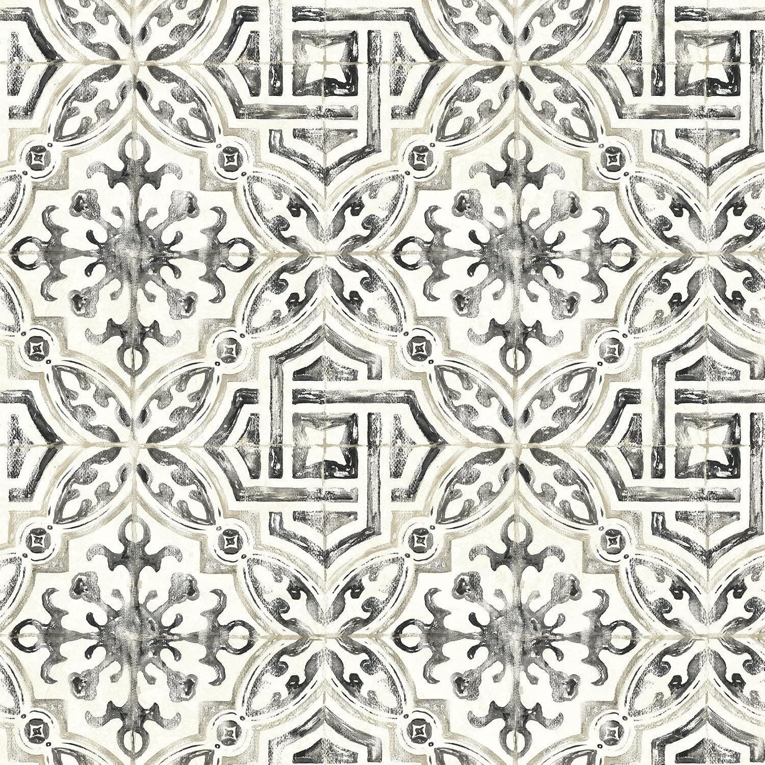 Warner 3117-12331 Sonoma Spanish Tile Wallpaper, Black
