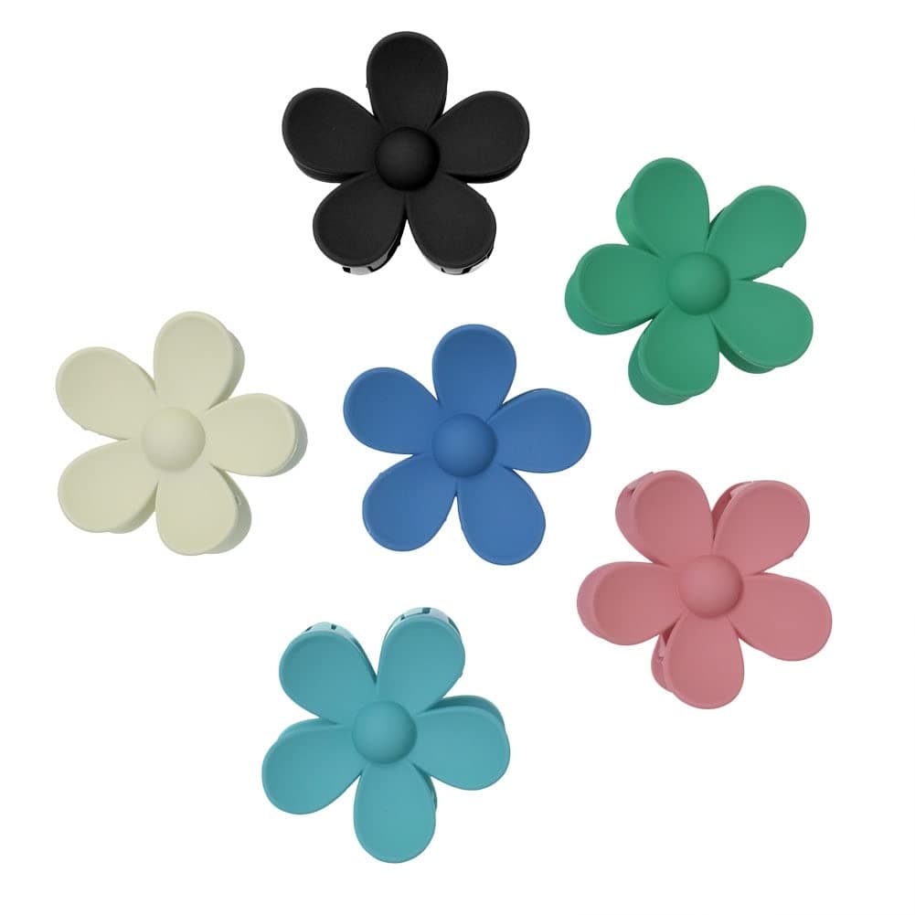 4/6Pcs Petal Flower Hair Claw Clips for Women Strong Hold Daisy Hair Clips for Thick and Thin Hair (Set 002)