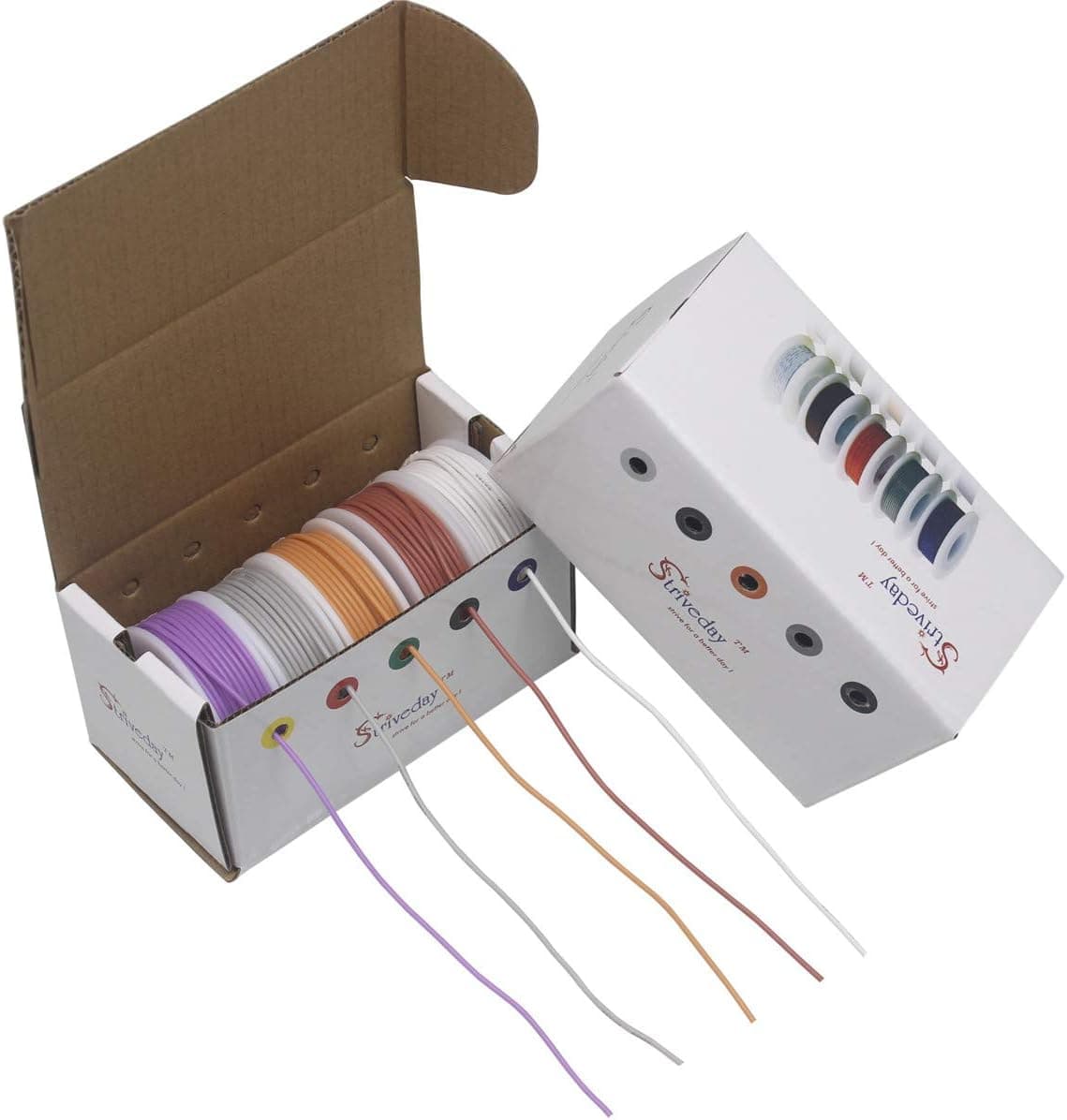 Striveday™ Flexible Silicone Wire 22awg Electric Wire 22 Gauge Tinned Copper Hook Up Wire 300V Cables Electronic Stranded Wire 150℃ Cable Electrics DIY Box-2