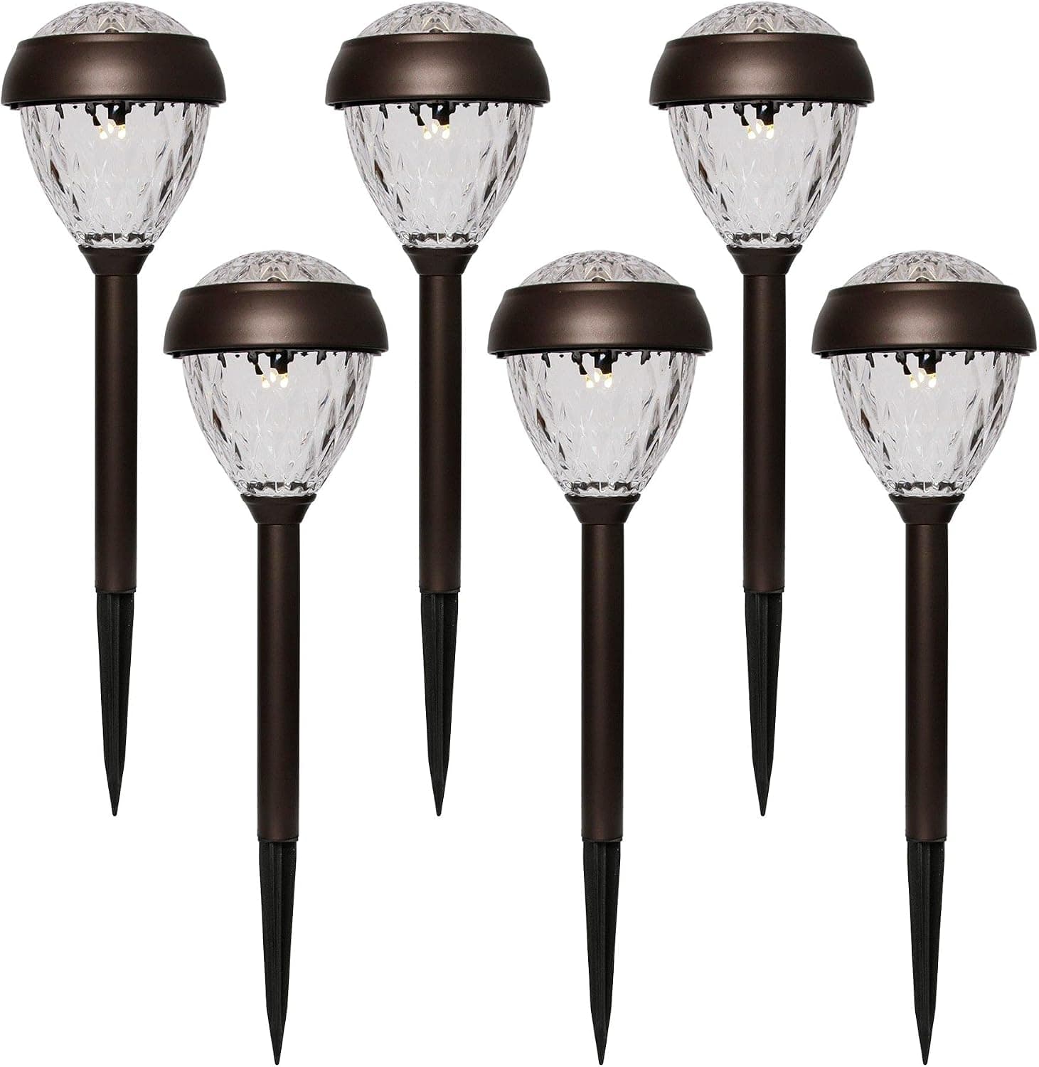 Westinghouse Solar LED Pathway Light - 12 Lumens Modern Outdoor Stainless Steel Stake Light (6 Pack, Coffee Brown)
