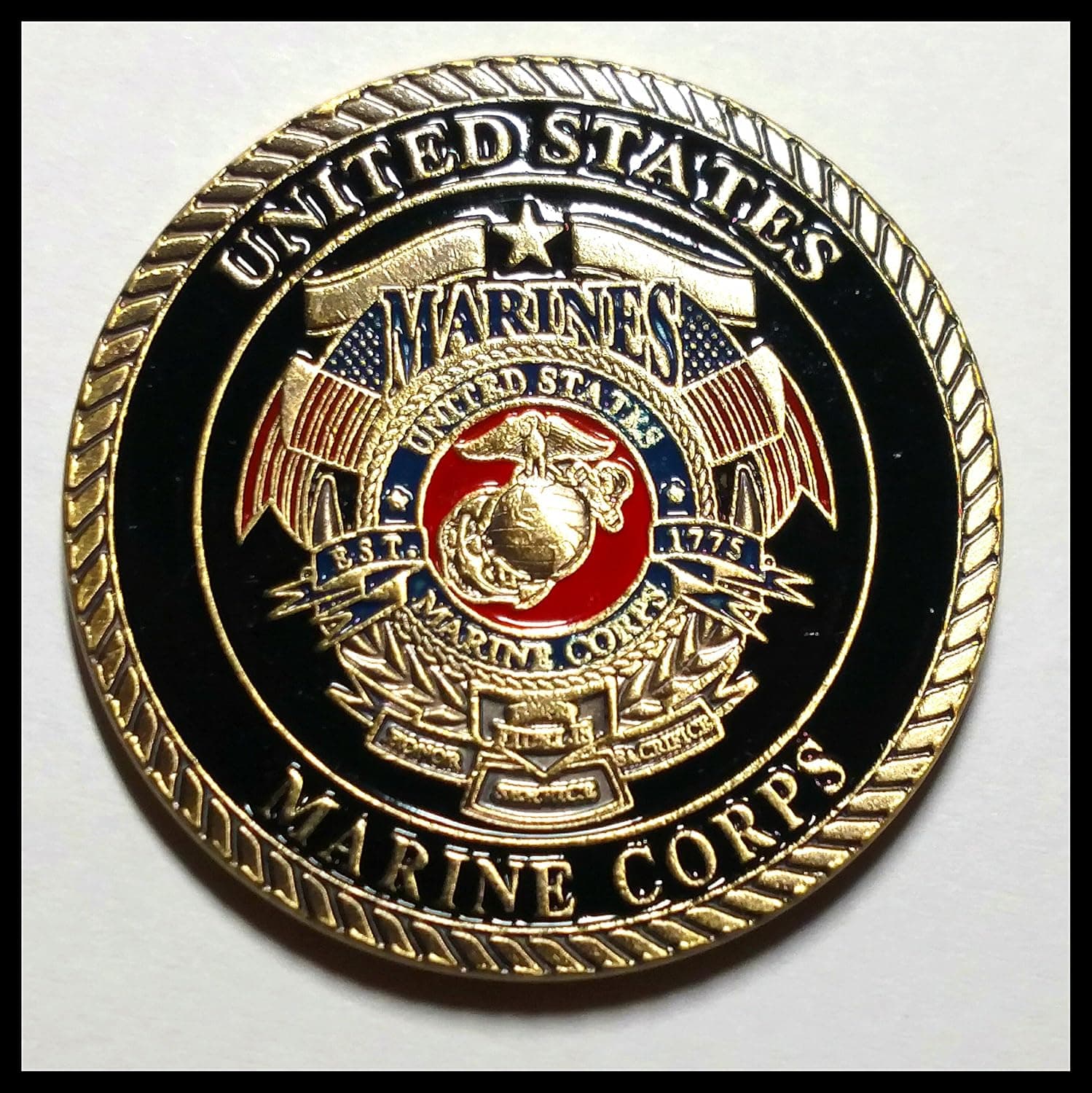 Marine Corps Release the Dogs of War Colorized Challenge Art Coin