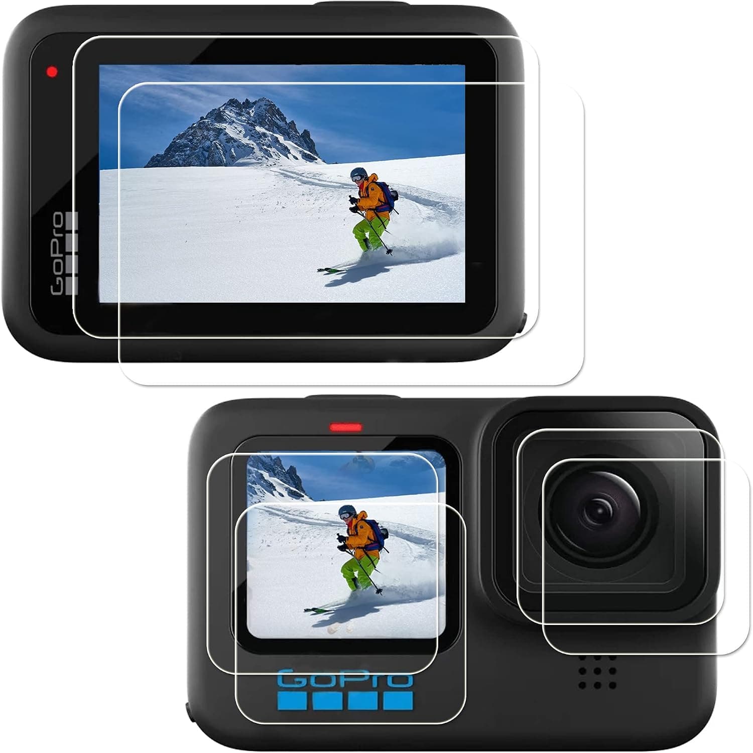 [6pcs] hero 9 Screen Protector for GoPro Hero 9/Hero 10 Black, Ultra Clear Tempered Glass Screen Protector + Tempered Glass Lens Protector + Tempered Glass Front LCD Display Film for GoPro Hero 9/Hero 10 Action Camera