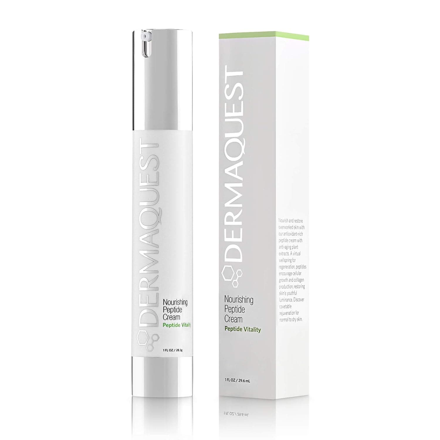 DermaQuest Peptide Vitality Nourishing Peptide Cream - Anti Aging, Hydrating, Face Moisturizer Reduces Wrinkles & Fine Lines - For Normal to Dry Skin - For Men & Women (2oz)