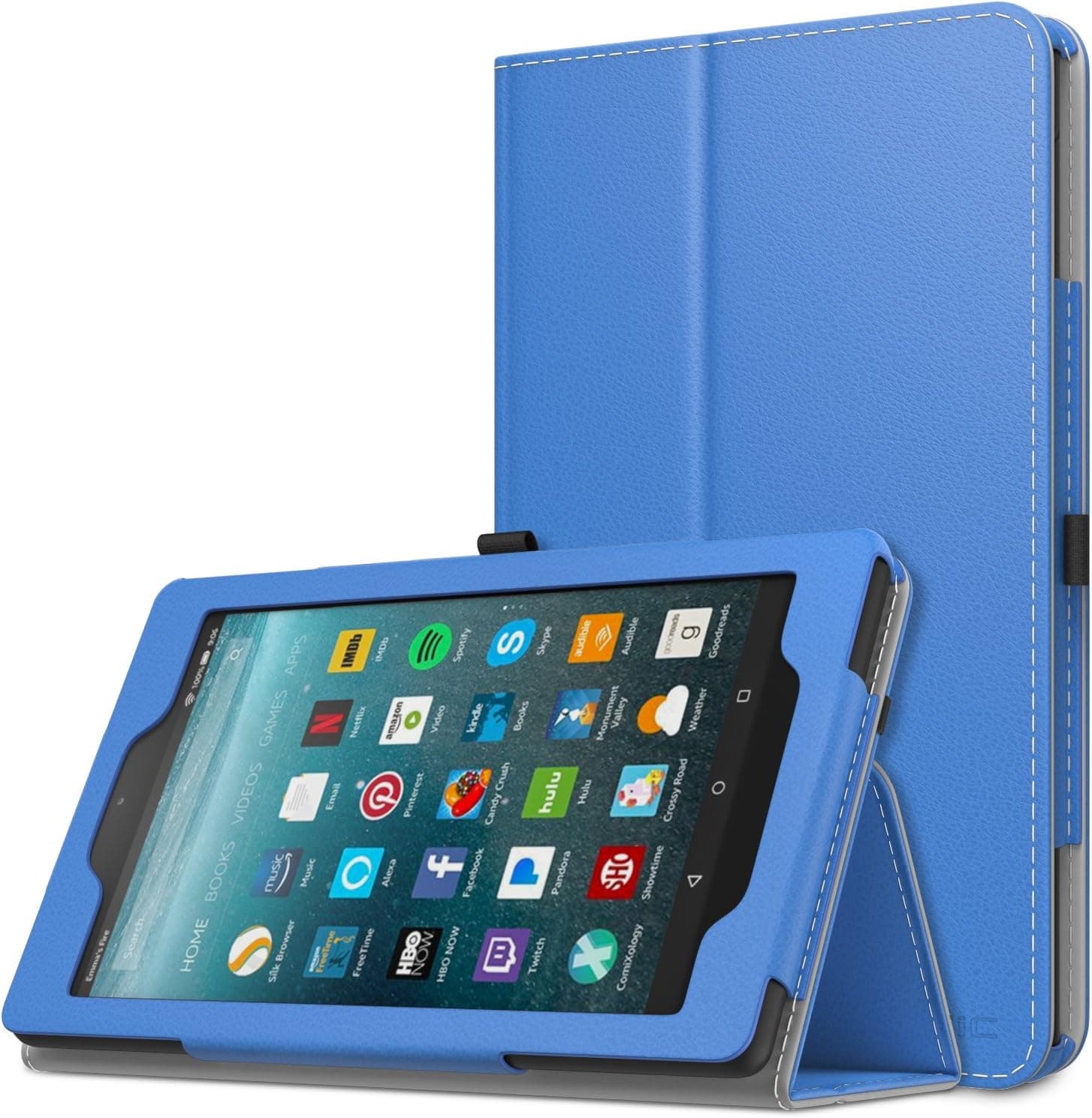 Atic Case Compatible with Fire 7 Tablet (7th Generation, 2017 Release Only), Thinnest Folding Stand Shell Cover with Auto Wake/Sleep for Amazon Fire 7 - Blue