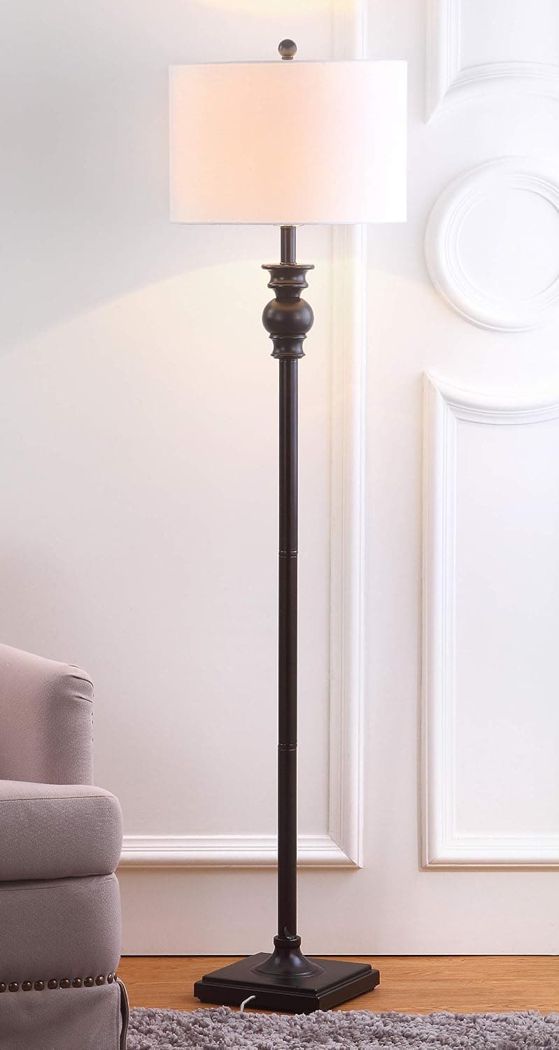 SAFAVIEH Lighting Collection Alphie Rustic Farmhouse Ebony 61-inch Living Room Bedroom Home Office Standing Floor Lamp (LED Bulb Included)