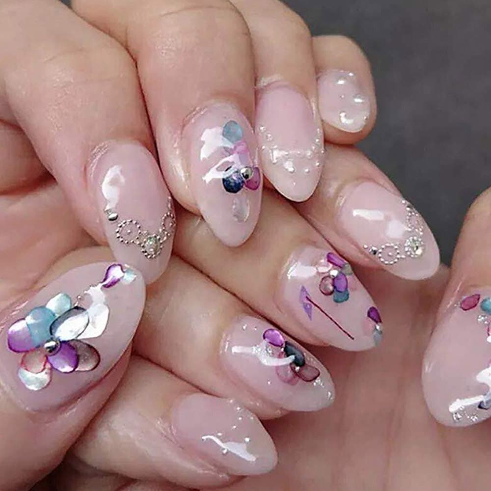 Natural Nail Art Shell Seashell Set 12 Boxes, Natural Abalone Shell Fragments Nail Decals 3D Design DIY Nail Decoration 4.6 OZ