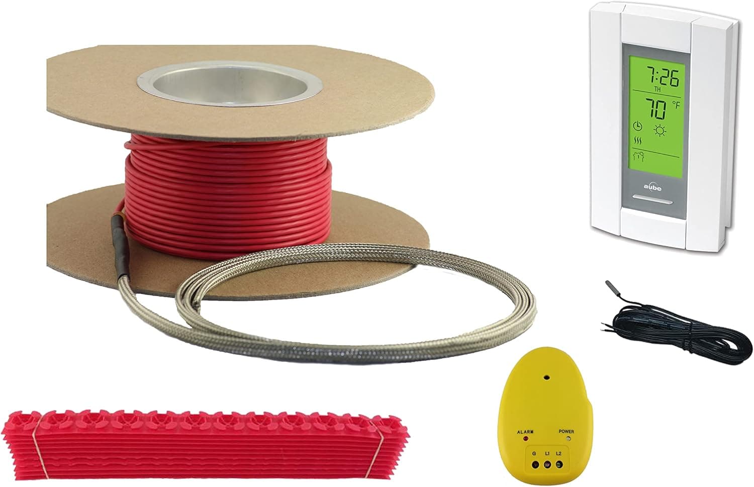 65 Sqft Cable, Warming Systems 120 V Electric Tile Radiant Floor Heating Cable with Programmable Thermostat, Including Thermostat Sensor, Installation Monitor and Cable Guides